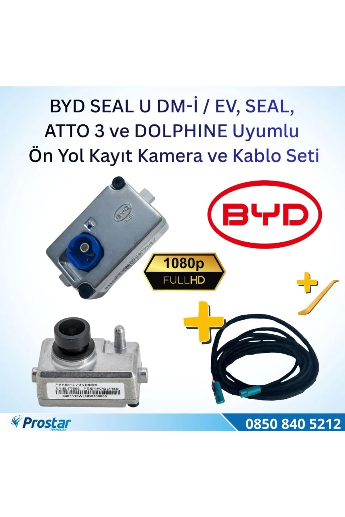 BYD SEAL U DM-i / EV, SEAL, ATTO 3 ve DOLPHINE Orijinal Ön Yol Kayıt Kamera ve Kablo Seti - 1080P Full HD
