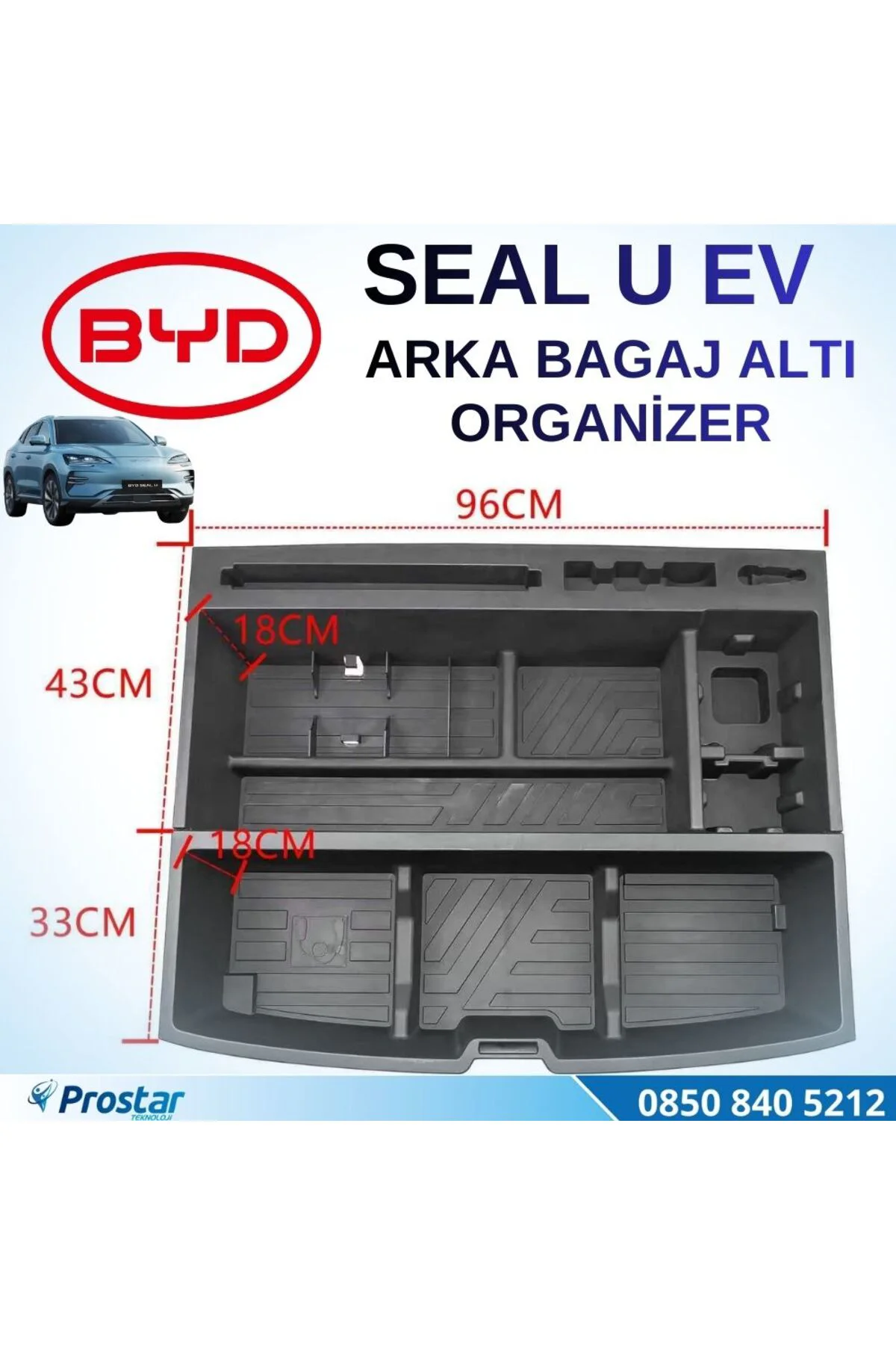 BYD SEAL U EV Arka Bagaj Altı Komple Organizeri Gizli Bölmeli Düzenleyici Seti