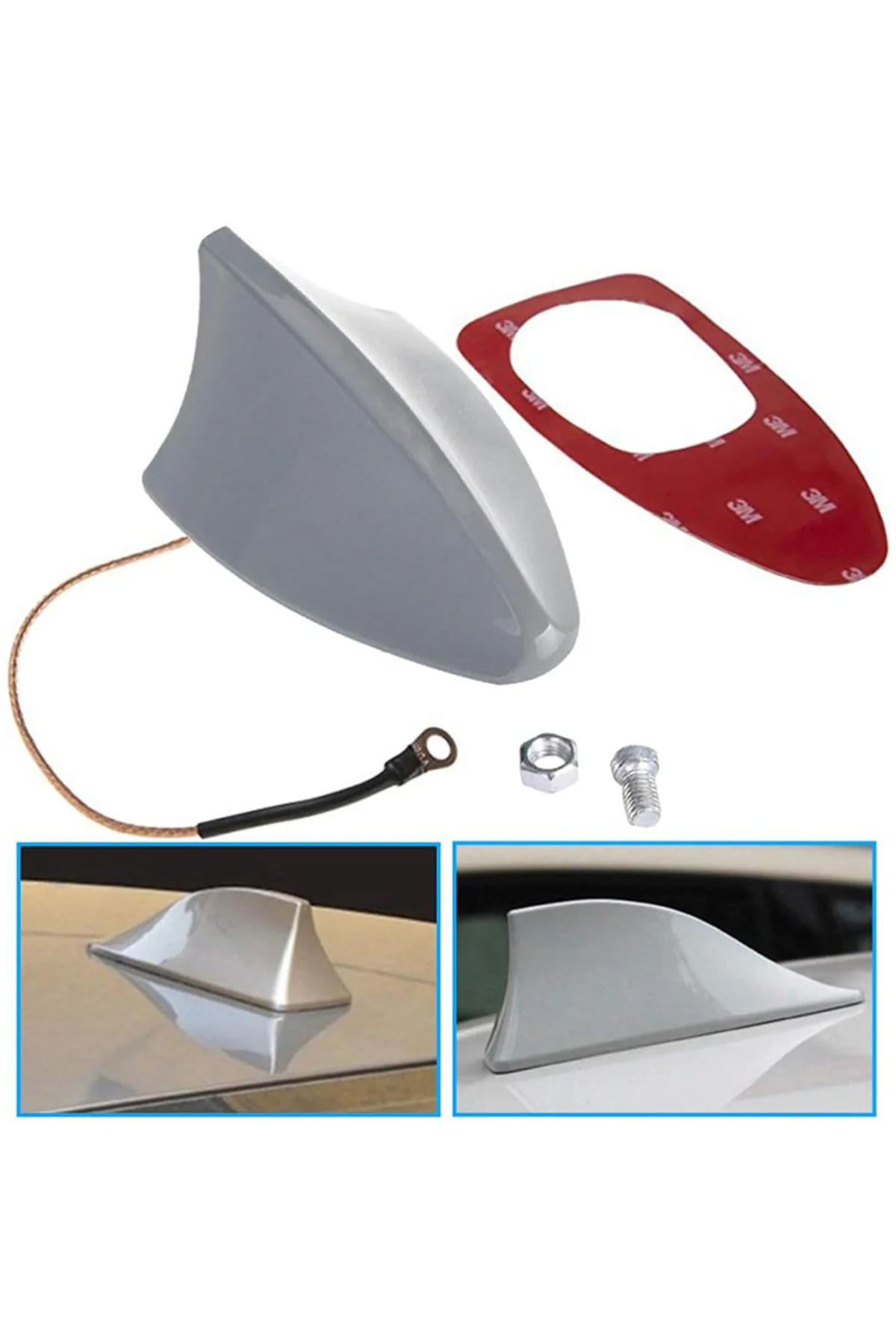Byrxdn  Pm-21805 Jaws Balina Elektronik Tavan Siyah-Beyaz Oto Anten Byrnew