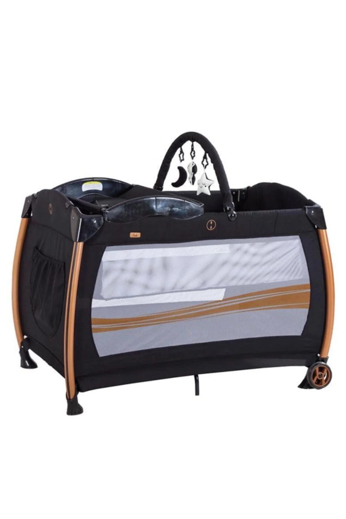 C-1003 Velar Bebek Oyun Parkı Park Yatak Beşik 70x110 Cm- Siyah