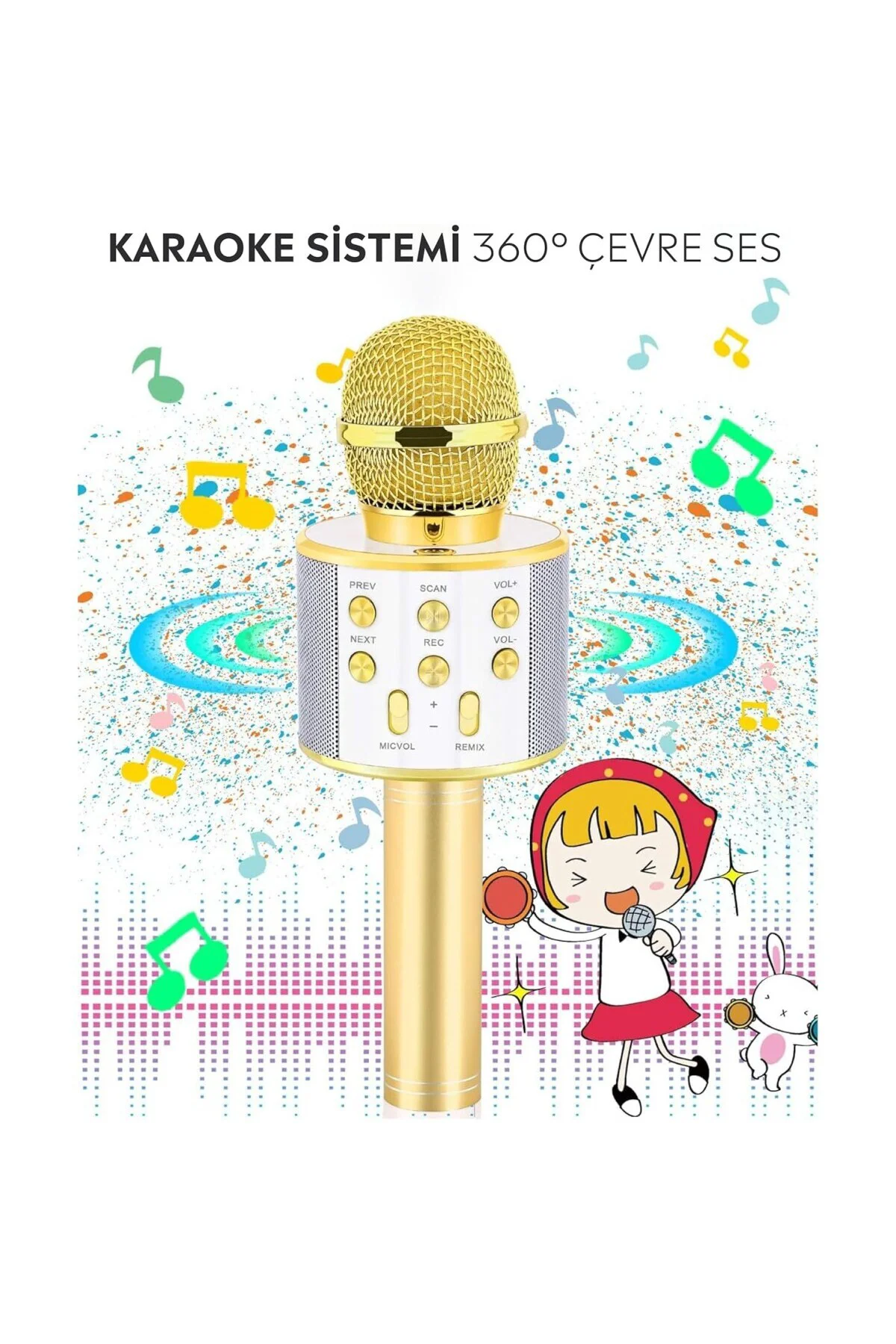 C-8501 Karaoke Mikrofon Bluetooth USB & TF & Aux (Gold)