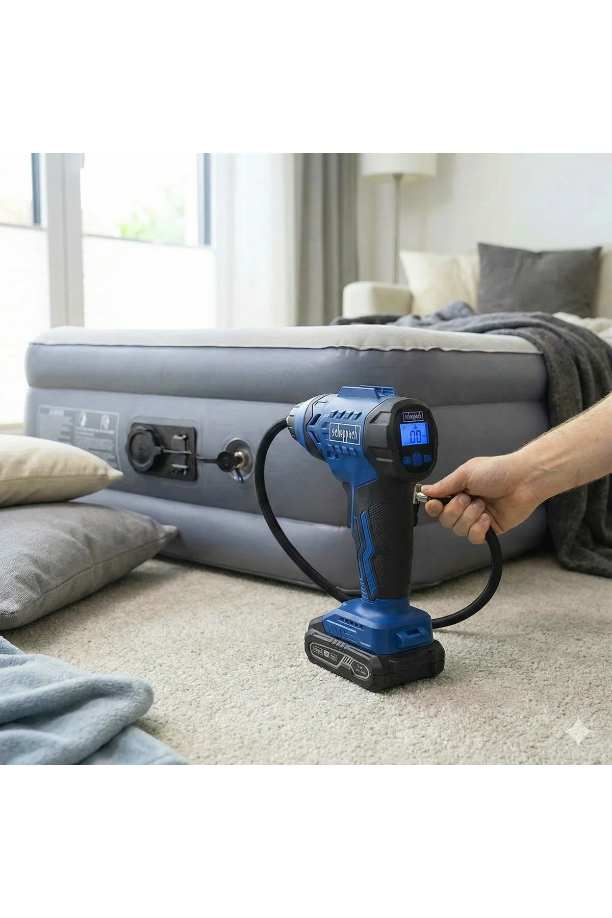 C-AC20-X 20V Akülü Hava Pompası Seti – 4.0 Ah Akü, Şarj Cihazı ve Adaptörler - Görsel 2
