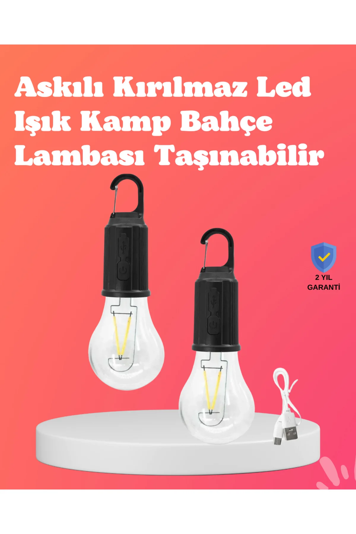 C Tipi Şarjlı Asılabilir Kamp Feneri