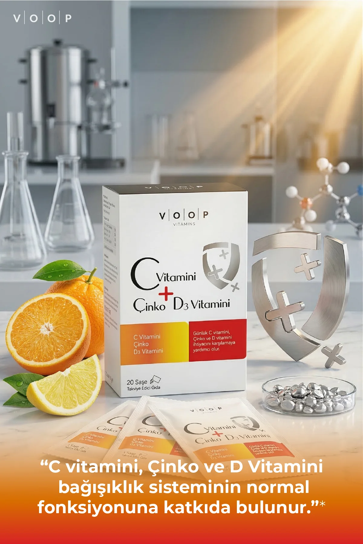 C Vitamini + Çinko & D3 Vitamini | Günlük Vitamin Takviyesi - 20 Toz Saşe