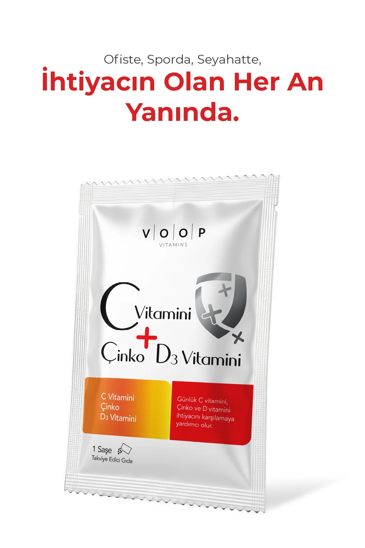C Vitamini + Çinko & D3 Vitamini | Günlük Vitamin Takviyesi - 20 Toz Saşe