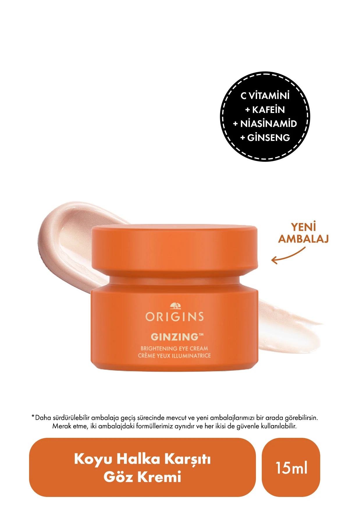 C Vitamini & Niasinamid Içeren Ginzing™ Canlandırıcı Göz Kremi 15