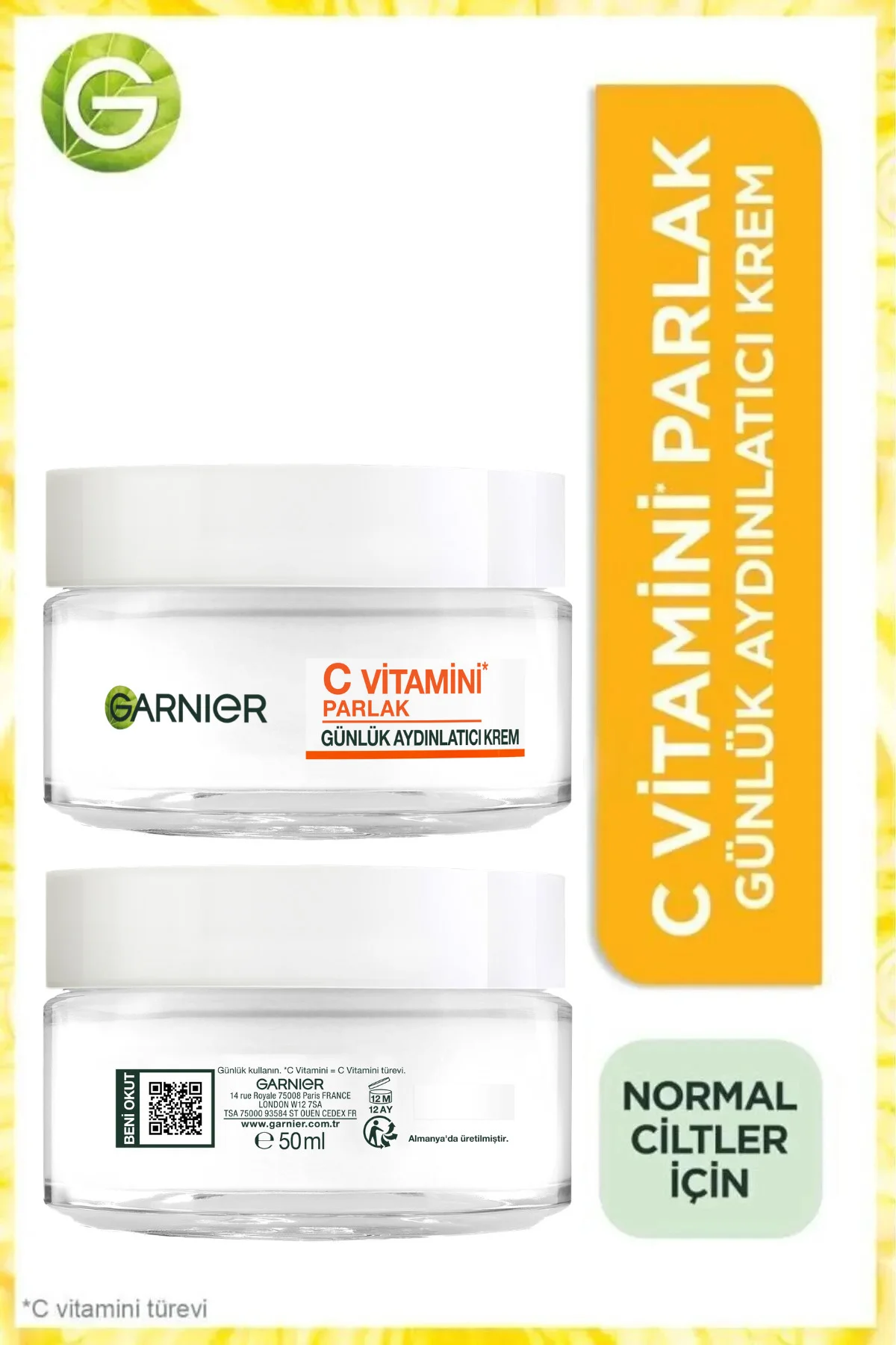 C Vitamini Parlak Günlük Aydınlatıcı Krem 50ML, Nemlendirici & Besleyici, Vegan & Cruelty Free C Vitamini Parlak Günlük Aydınlatıcı Krem 50ML, Nemlendirici & Besleyici, Vegan & Cruelty Free