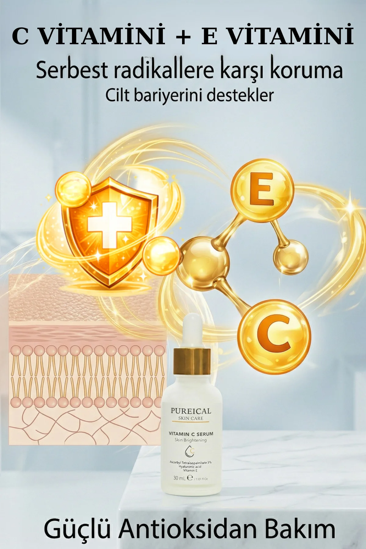 C vitamini Serumu %5, Aydınlatıcı, Leke Karşıtı ve Anti-Aging Bak