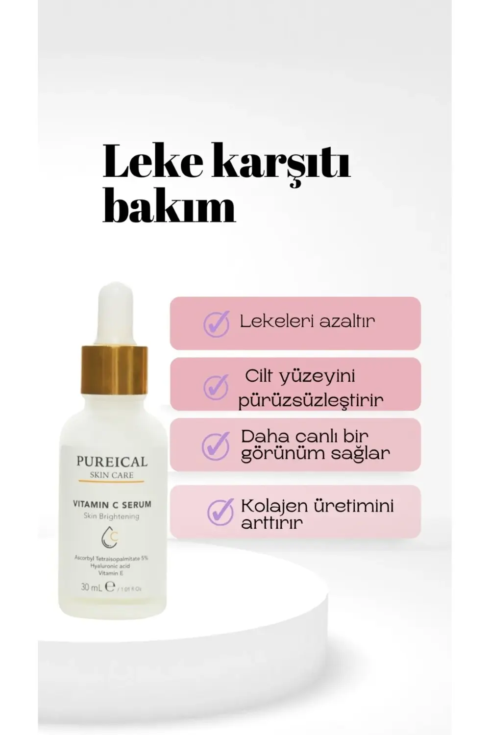 C vitamini Serumu, %5 Ascorbyl Tetraisopalmitate, aydınlatıcı, ton eşitleyici serum 30 mL