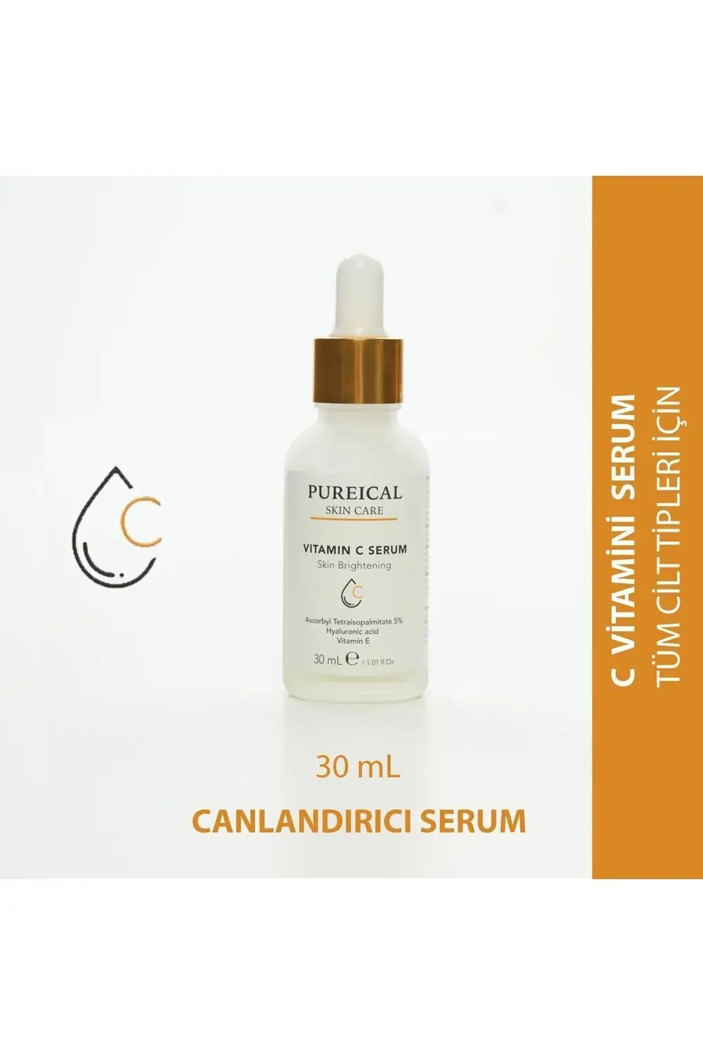C vitamini Serumu, %5 Ascorbyl Tetraisopalmitate, aydınlatıcı, ton eşitleyici serum 30 mL