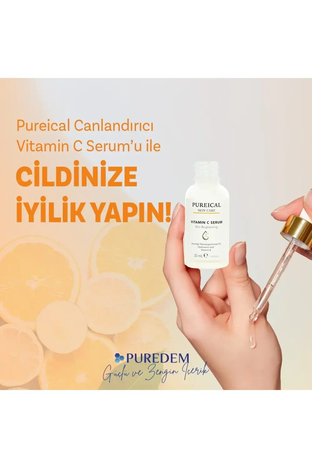 C vitamini Serumu, %5 Ascorbyl Tetraisopalmitate, aydınlatıcı, ton eşitleyici serum 30 mL