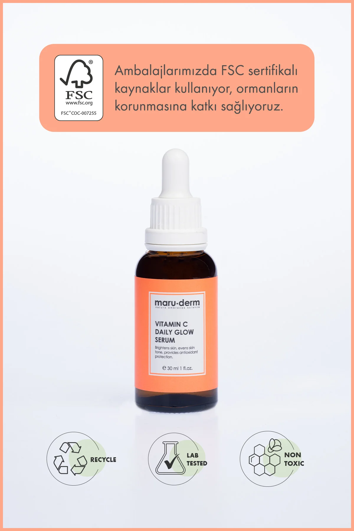 C Vitamini Ve Peptit Aydınlatıcı Cilt Bakım Serumu 30 ML