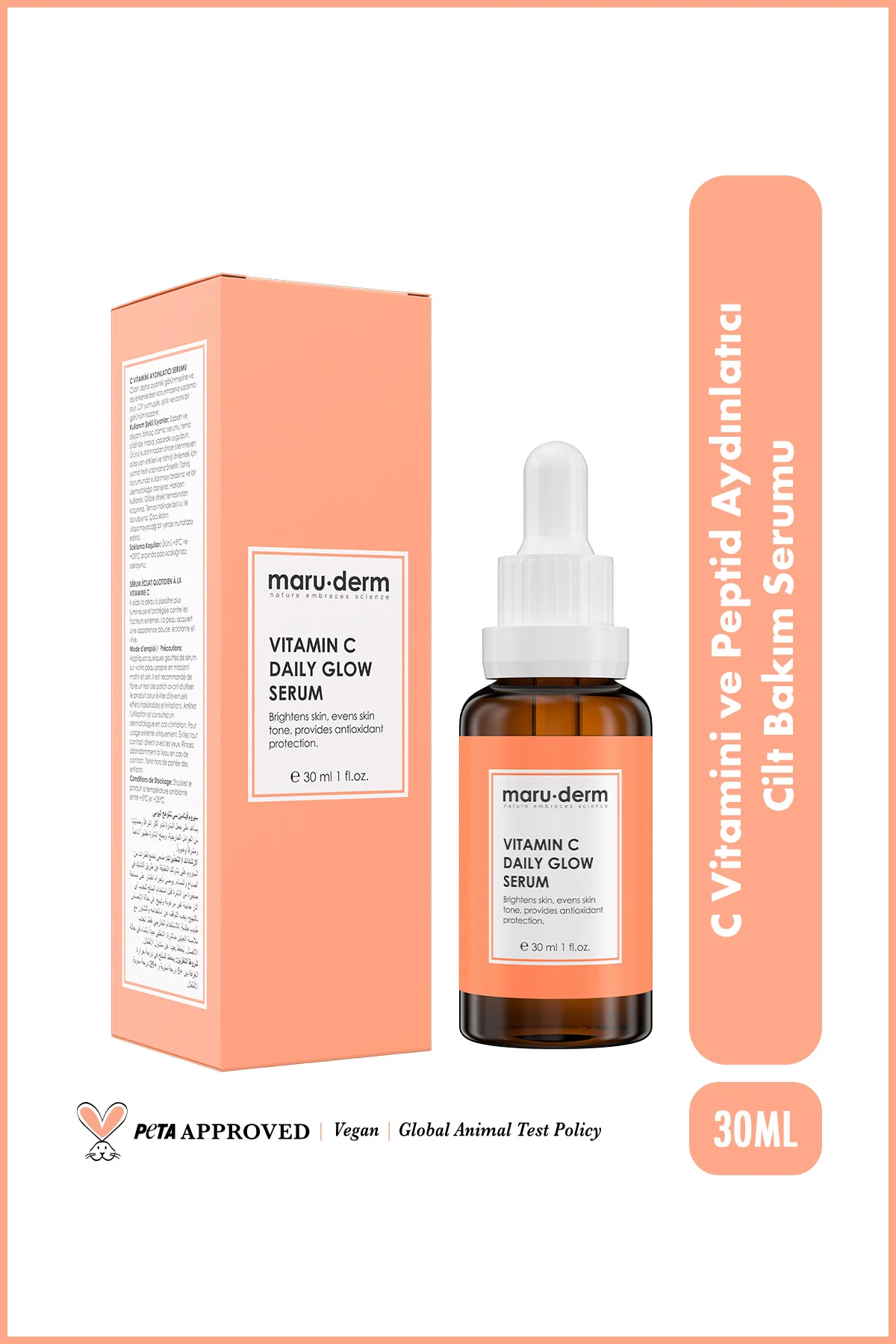 C Vitamini Ve Peptit Aydınlatıcı Cilt Bakım Serumu 30 ML