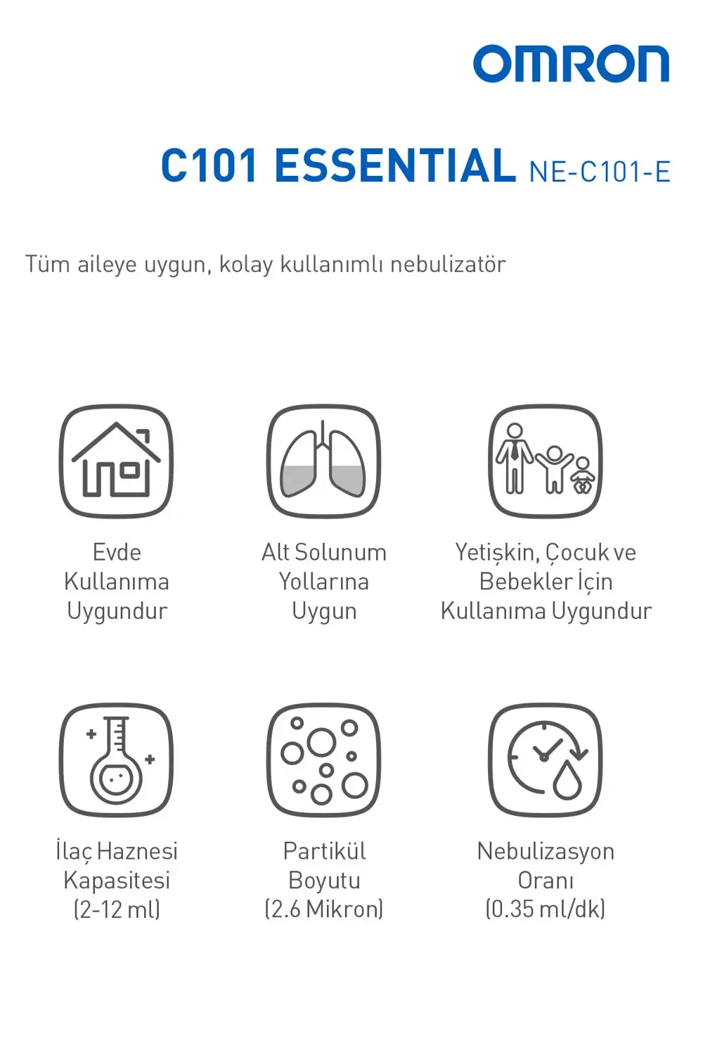 C101 Essential, Tüm Ailenin Kullanımına Uygun Nebulizatör