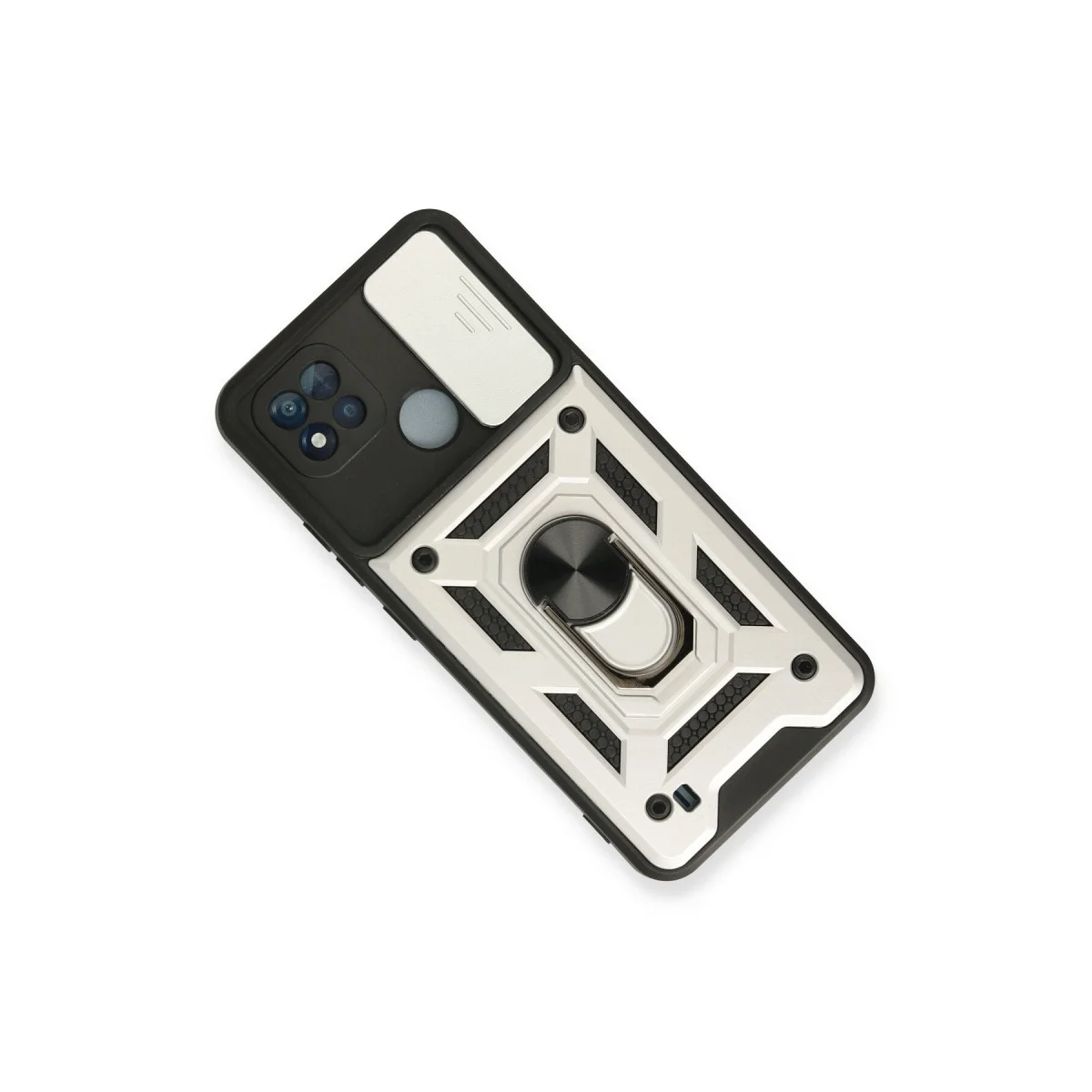 C11 2021 Silikon Kılıf - Pars Lens Yüzüklü Gümüş