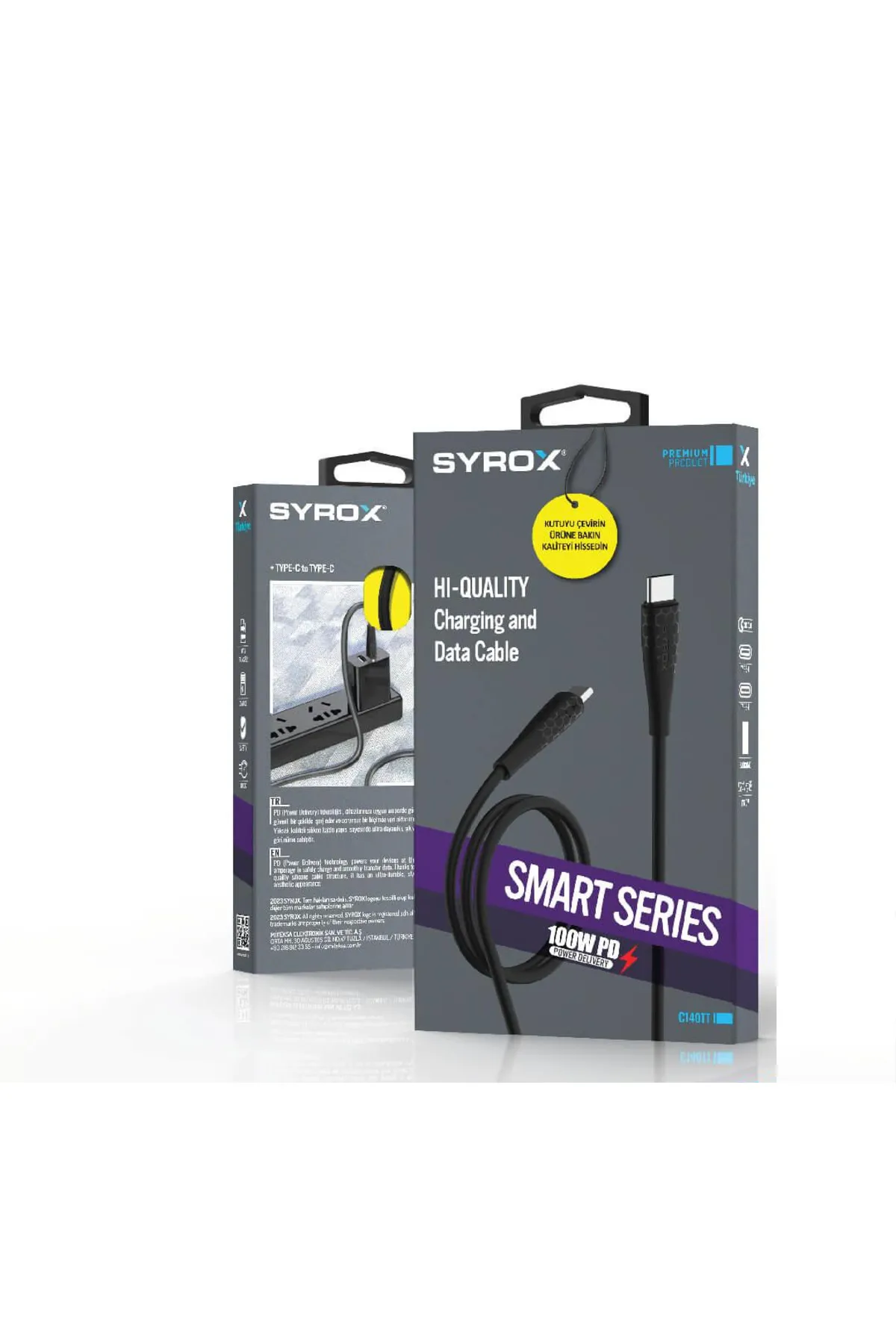 Syrox C140tt Pd 100W 3.0A Type-C To Type-C Kablo Uyumlu