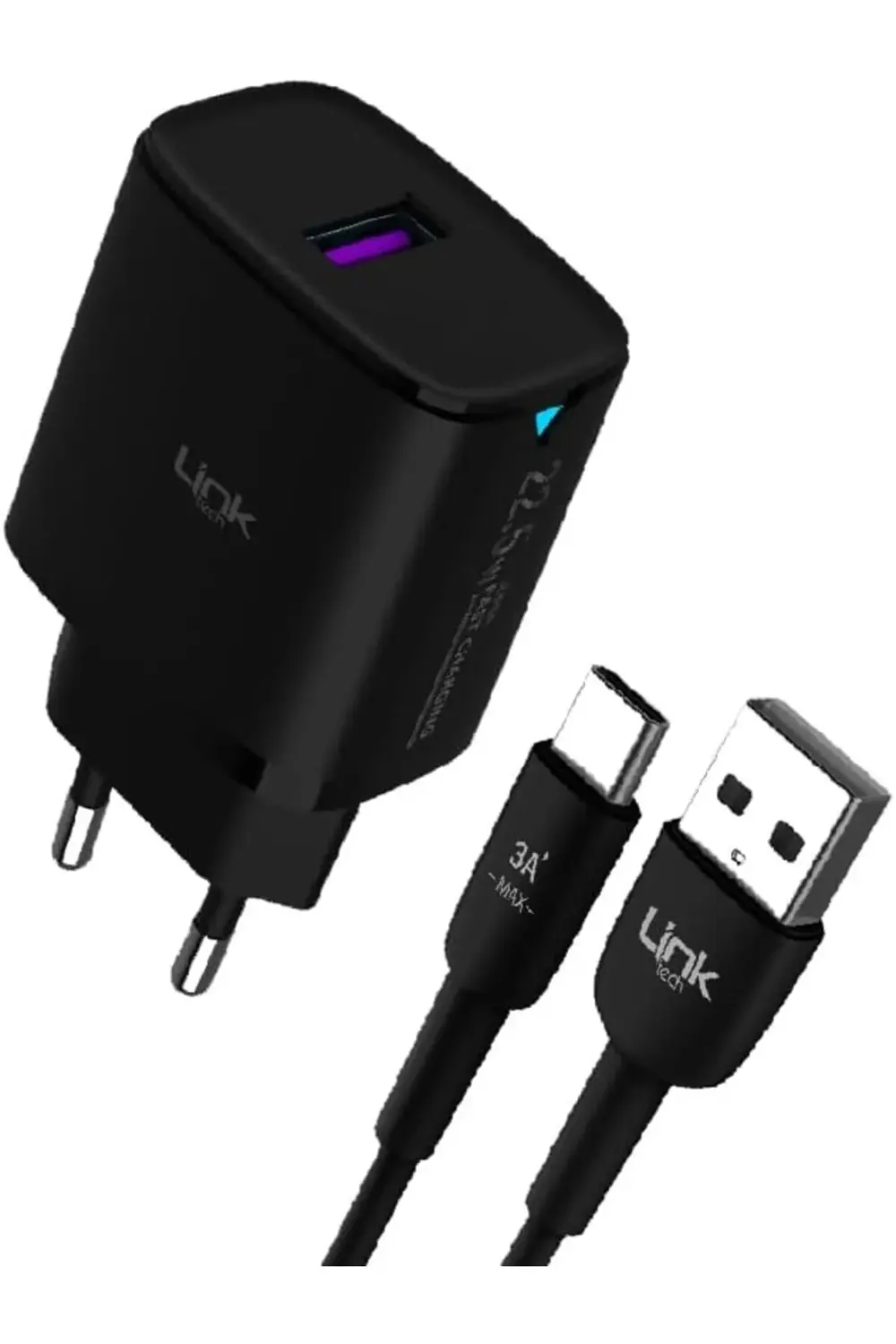 C306 22.5W QC3.0 USB Çıkışlı Type-C Kablolu Şarj Aleti Siyah 3955