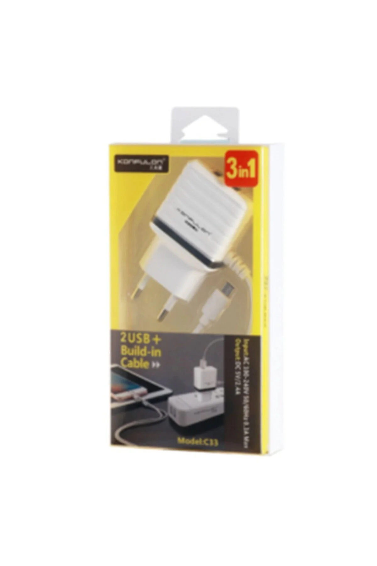 C33 Hızlı Şarj Cihazı 3in1 (dahili Lightning Kablo İphone Uyumlulu) C33 Hızlı Şarj Cihazı 3in1 (dahili Lightning Kablo İphone Uyumlulu)