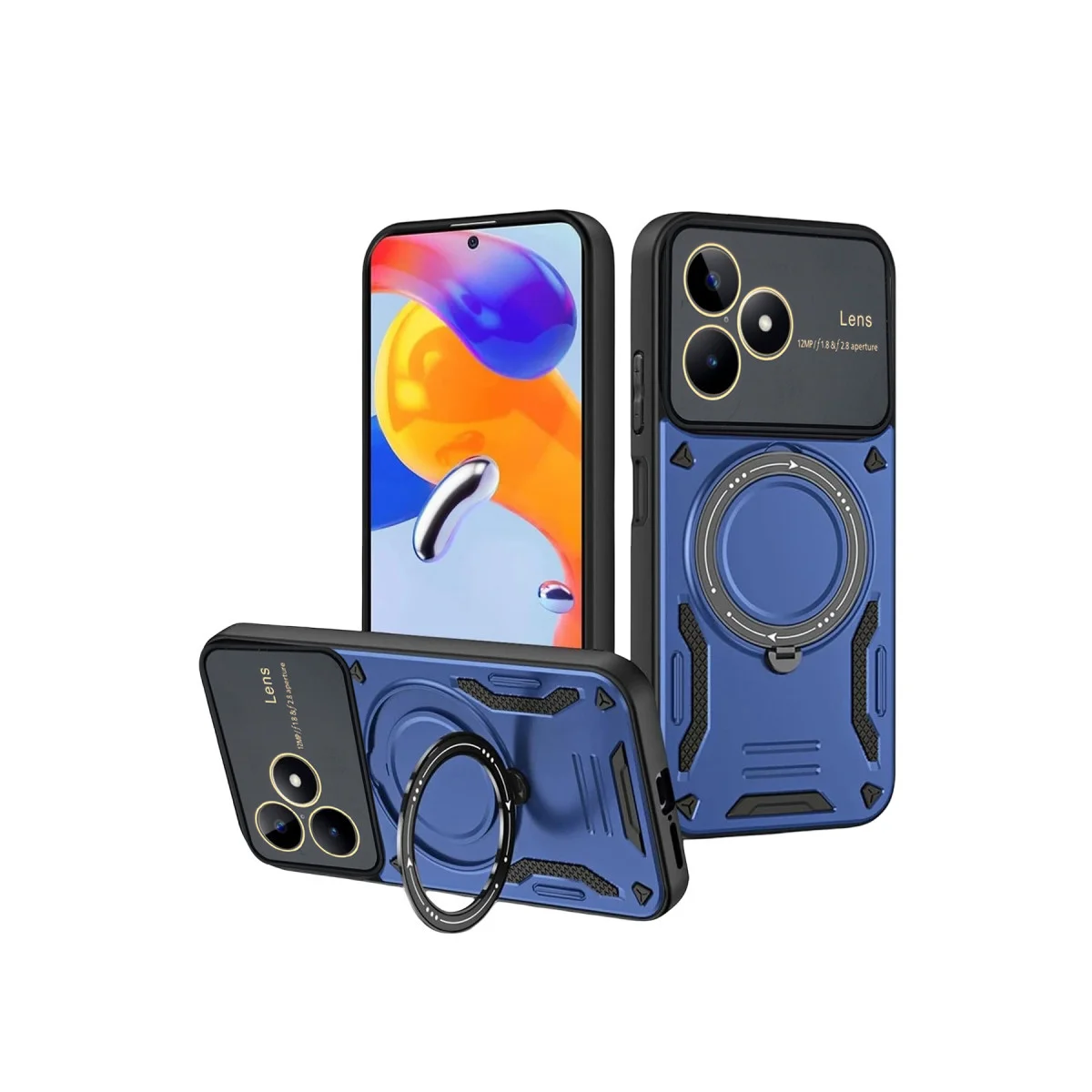 C53 Kılıf Joy Lens Standlı Kapak - 360° Döner ve Darbe Korumalı (Lacivert)
