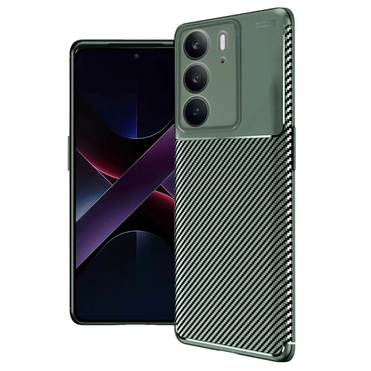 C75 4G Auto Focus Karbon Kapak Koyu Yeşil - Premium Estetik ve Maksimum Koruma