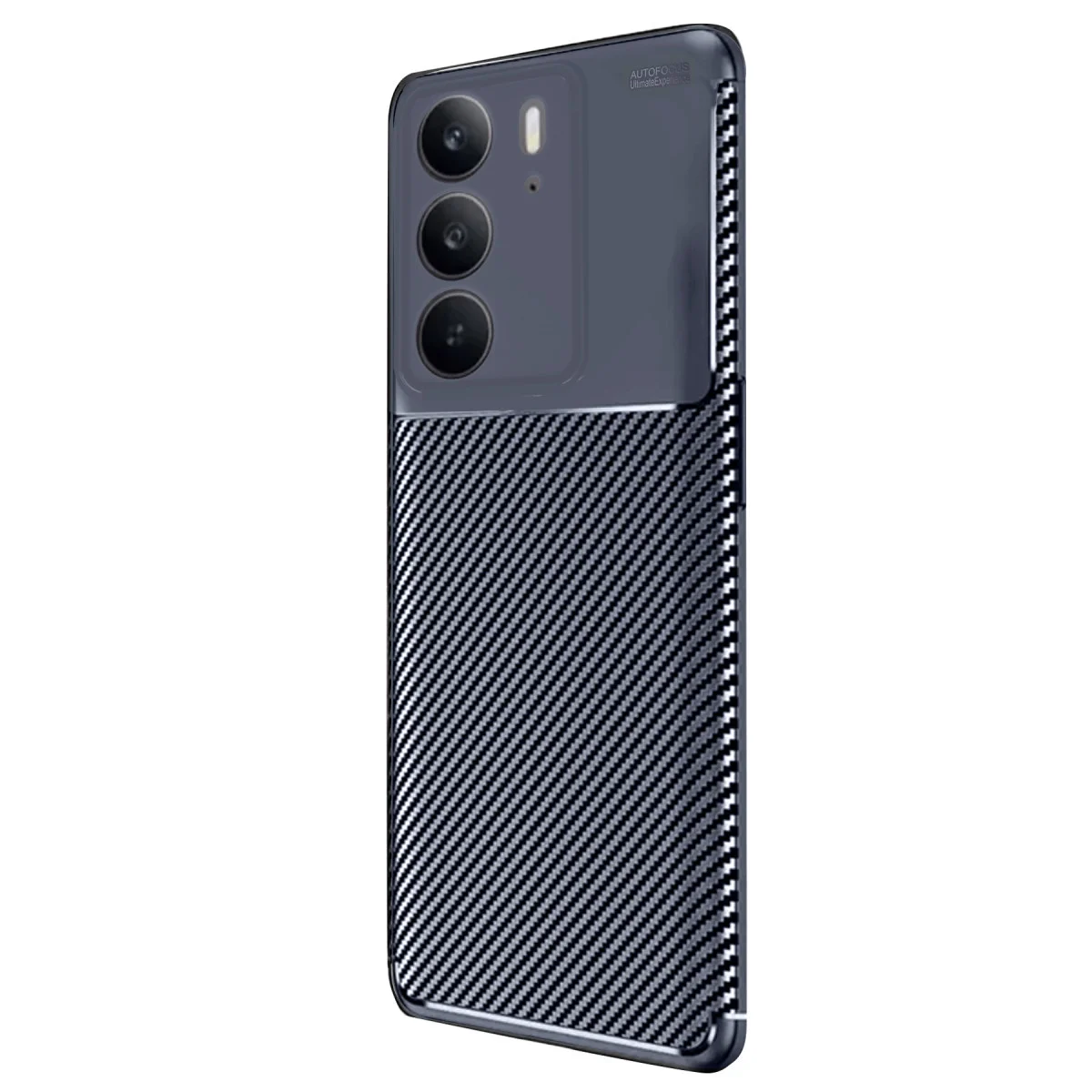 C75 4G Auto Focus Karbon Kapak - Lacivert Cep Telefonu Kılıfı ve Koruma