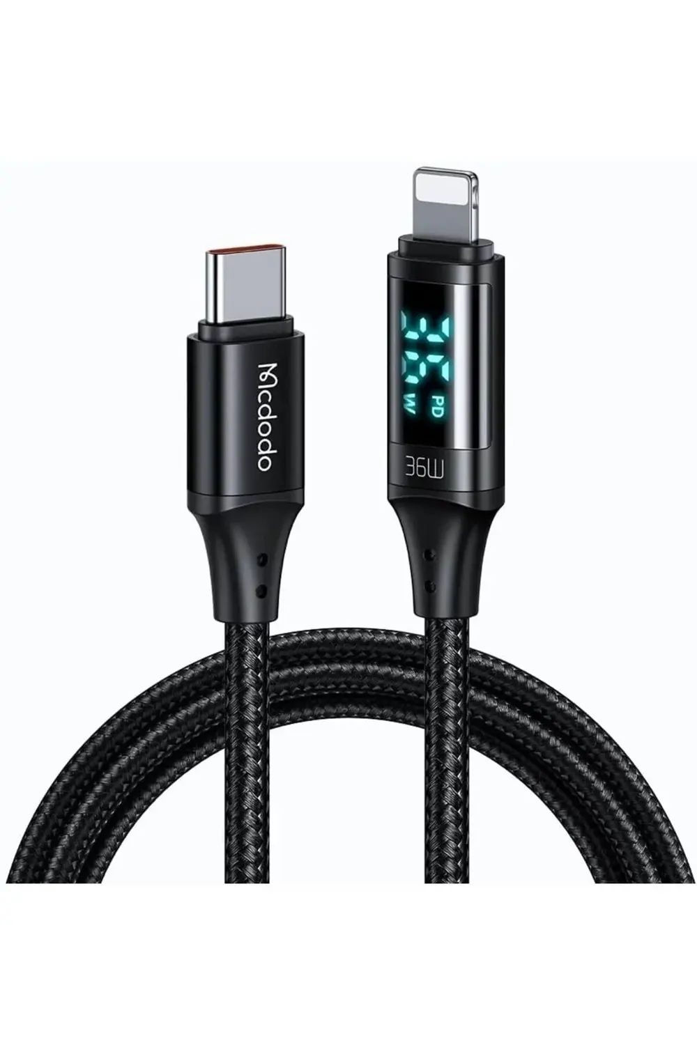 CA-1030 36W Type-C To Lightning Dijital Göstergeli Data-Şarj Kabl