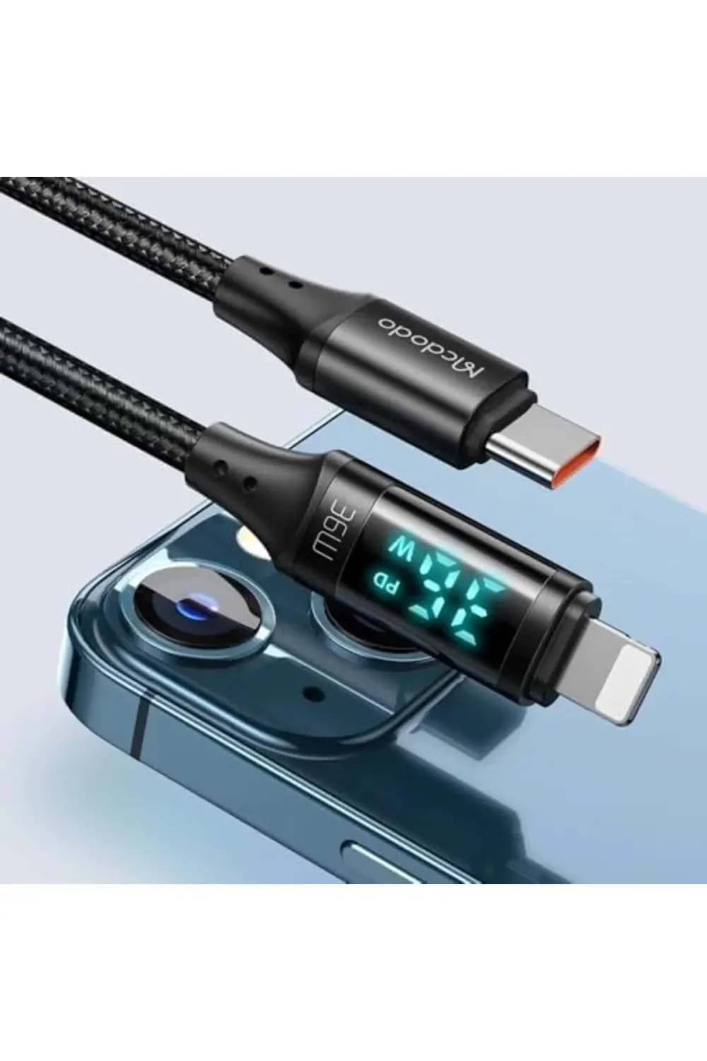 CA-1030 36W Type-C To Lightning Dijital Göstergeli Data-Şarj Kabl