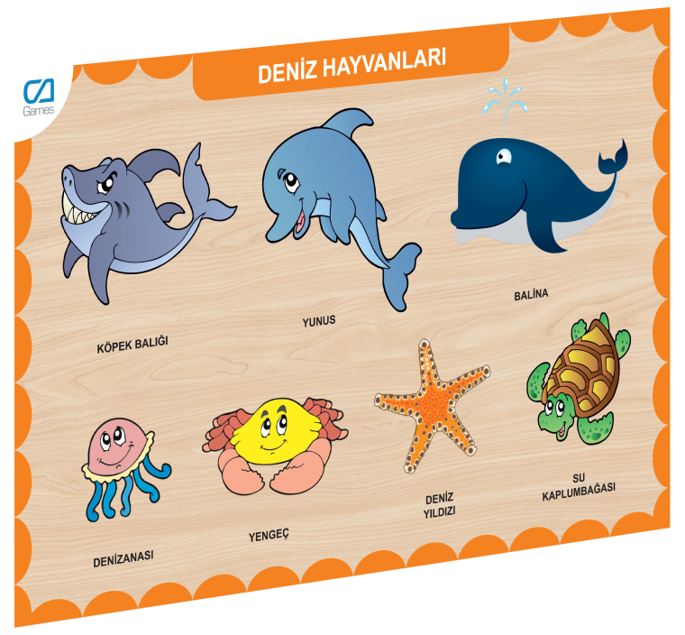 CAAHS-3212 CA GAMES AHŞAP DENİZ HAYVANLARI BUL-TAK
