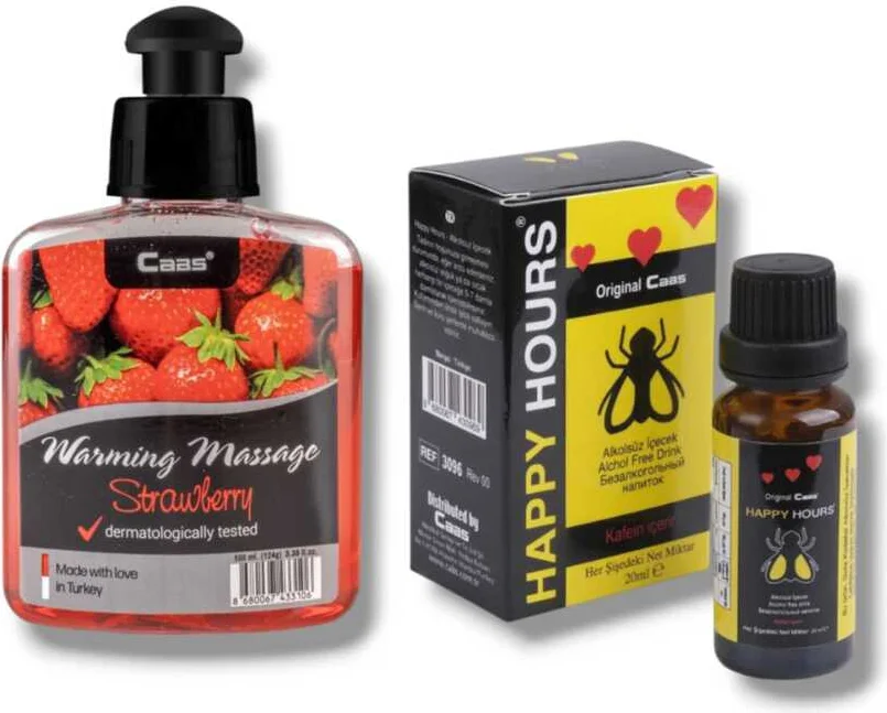 Caas Çilek Aromalı Isıtıcılı Cinsel Masaj Yağı 100 ml + Happy Damla Fiyatı, Yorumları ve Özellikleri