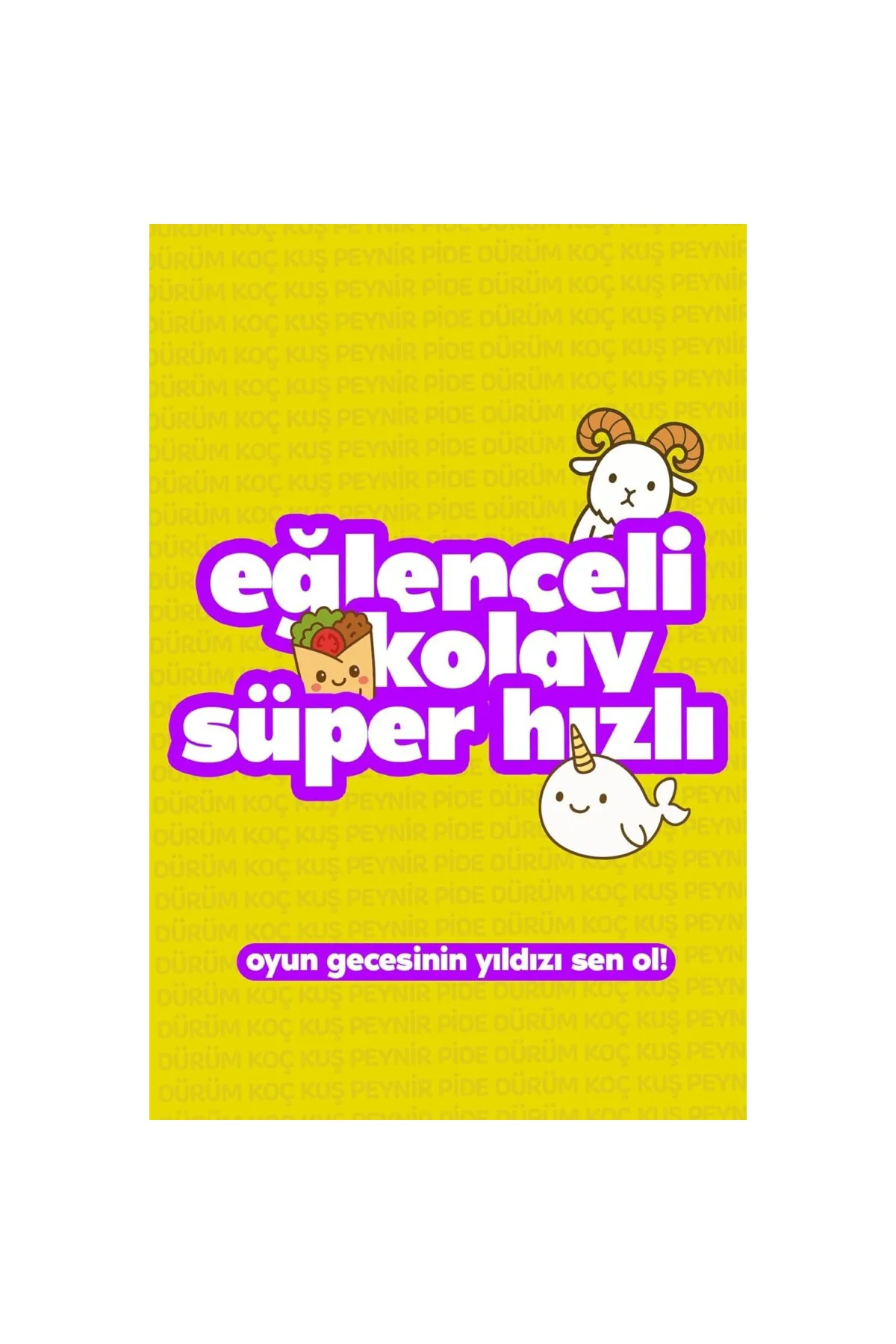 Çabuk Reflex Kutu Oyunu Dürüm Koç Kuş Peynir Pide Kart Oyunu Oyun