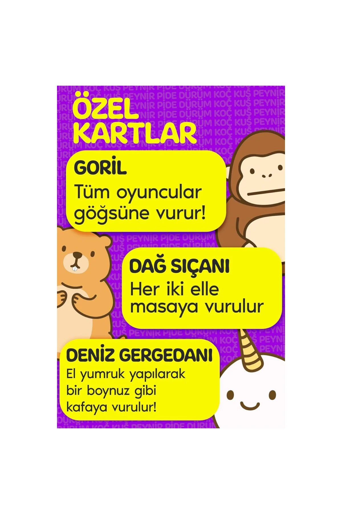 Çabuk Reflex Kutu Oyunu Dürüm Koç Kuş Peynir Pide Kart Oyunu Oyun