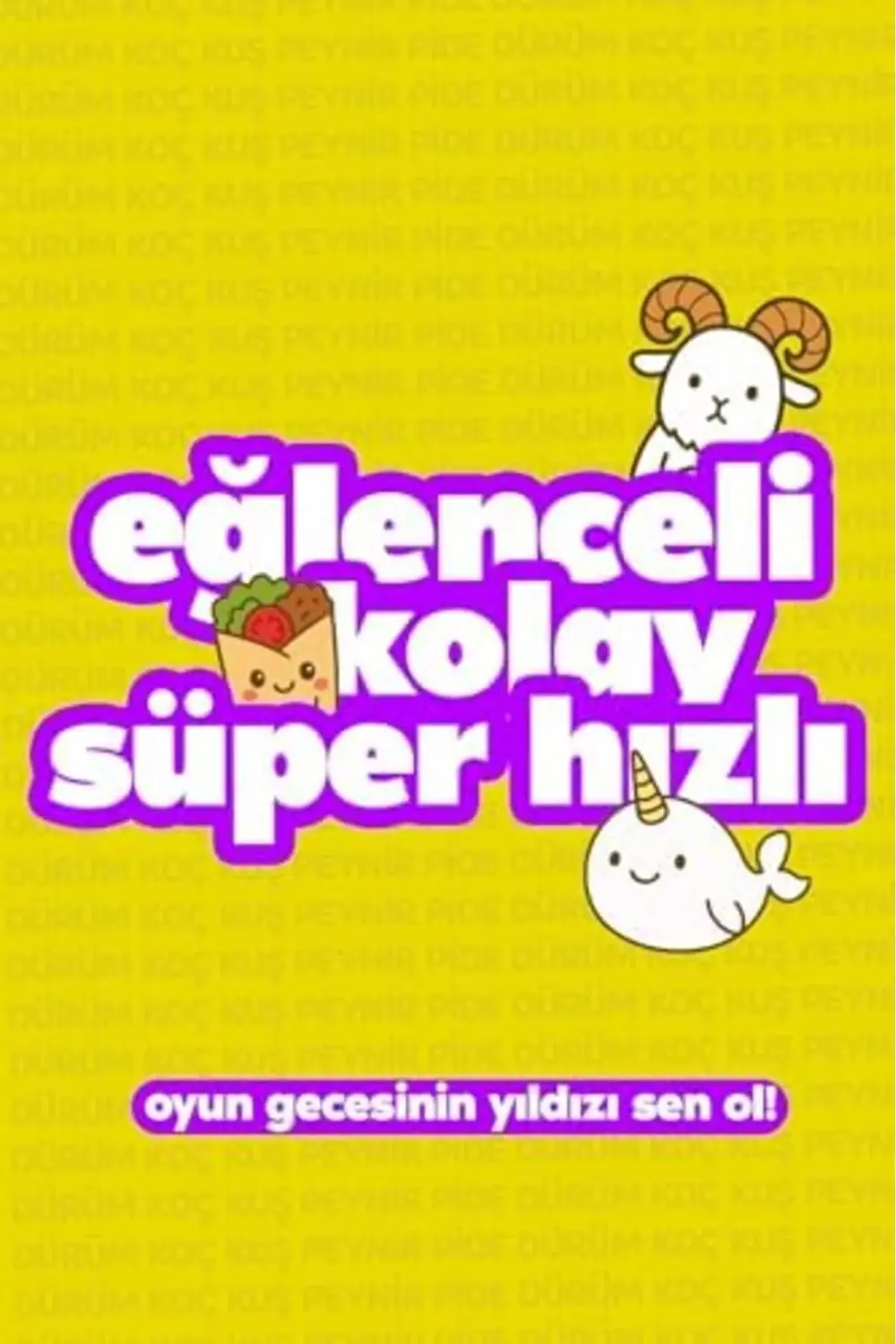 Çabuk Reflex Kutu Oyunu Dürüm Koç Kuş Peynir Pide Kart Oyunu Oyun