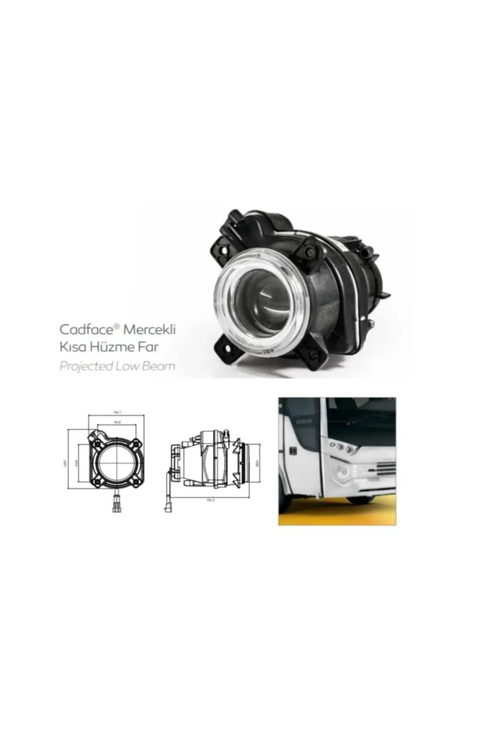 Cadcafe Kısa Hüzme Mercekli Kısa Hüzme Far Motorlu Farba 13121