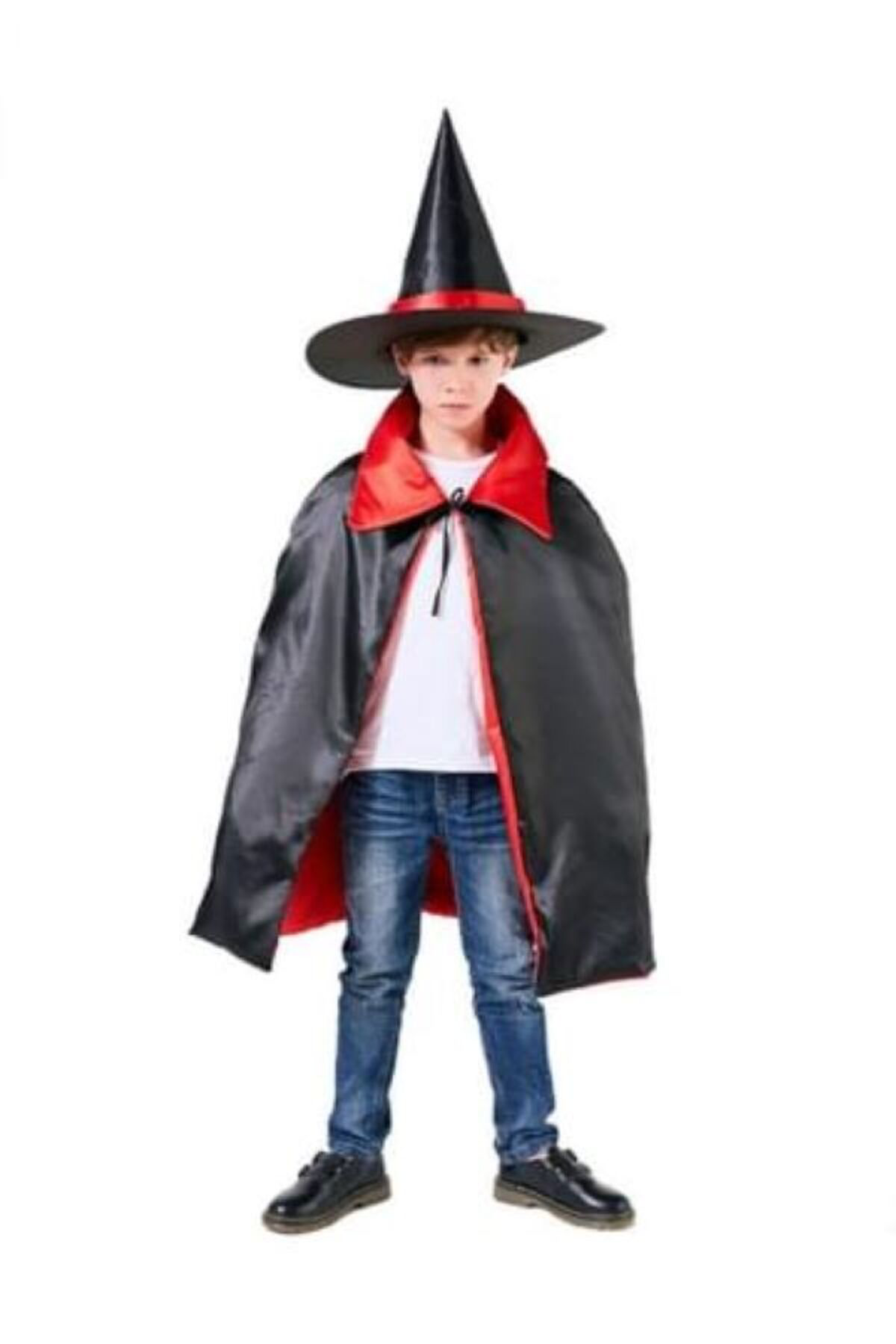 Rengarenk Kostüm Cadi, Büyücü Pelerini Ve Cadi Şapkasi