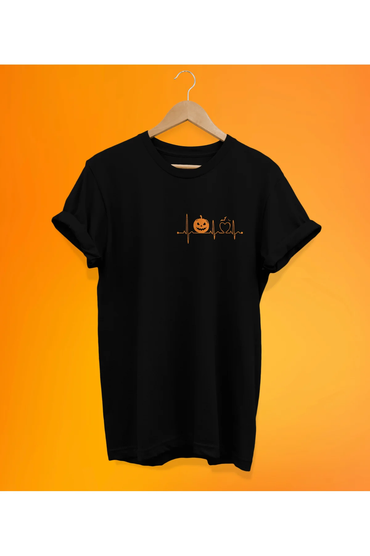 Cadı Kalp Baskılı Siyah, %100 Pamuk Basic (Normal Beden) T-Shirt