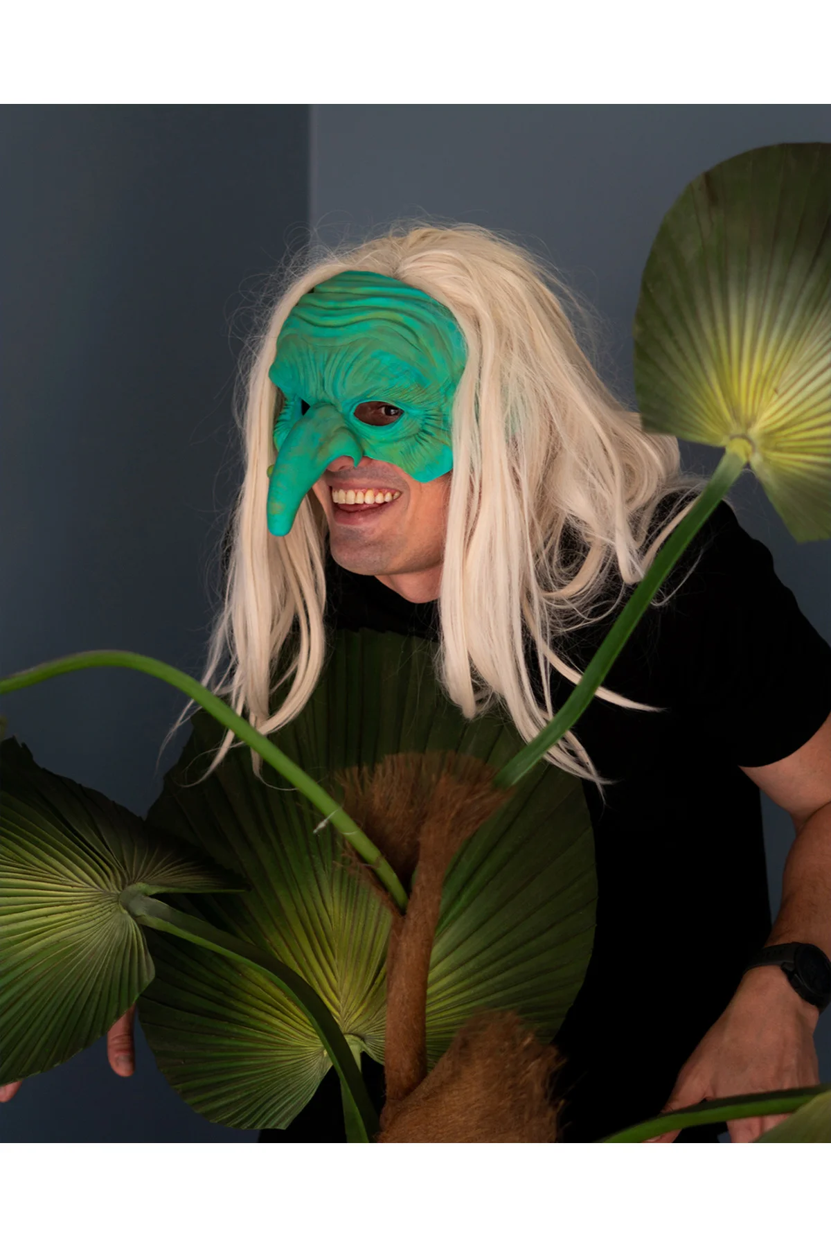 Cadılar Bayramı Giyilebilir Cadı Maskesi Halloween Maske Yarım Cadı Maskesi