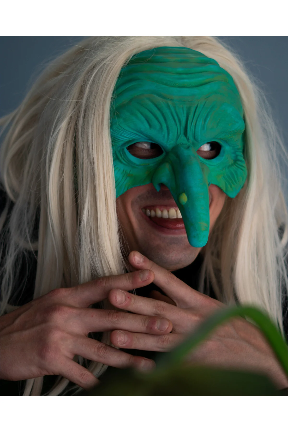 Cadılar Bayramı Giyilebilir Cadı Maskesi Halloween Maske Yarım Cadı Maskesi