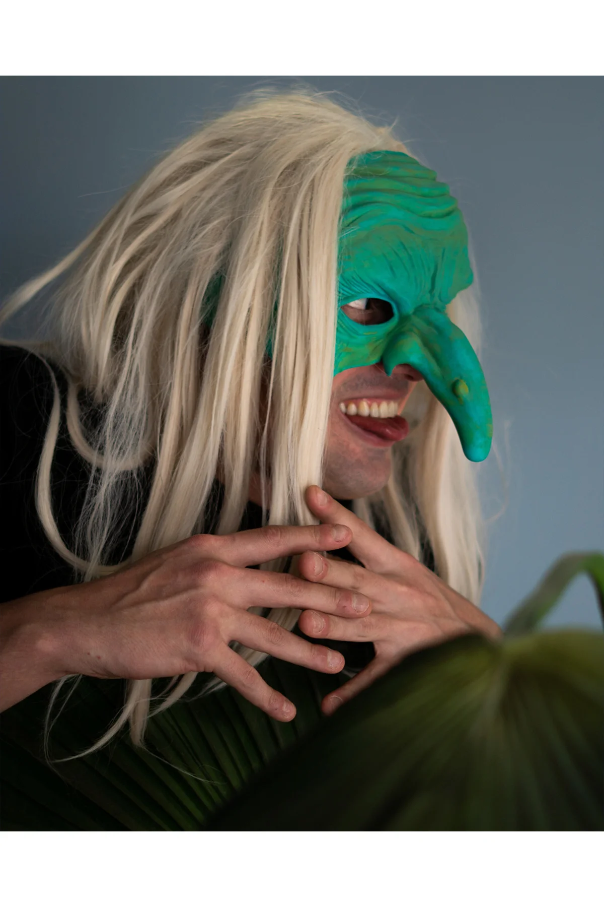 Cadılar Bayramı Giyilebilir Cadı Maskesi Halloween Maske Yarım Cadı Maskesi