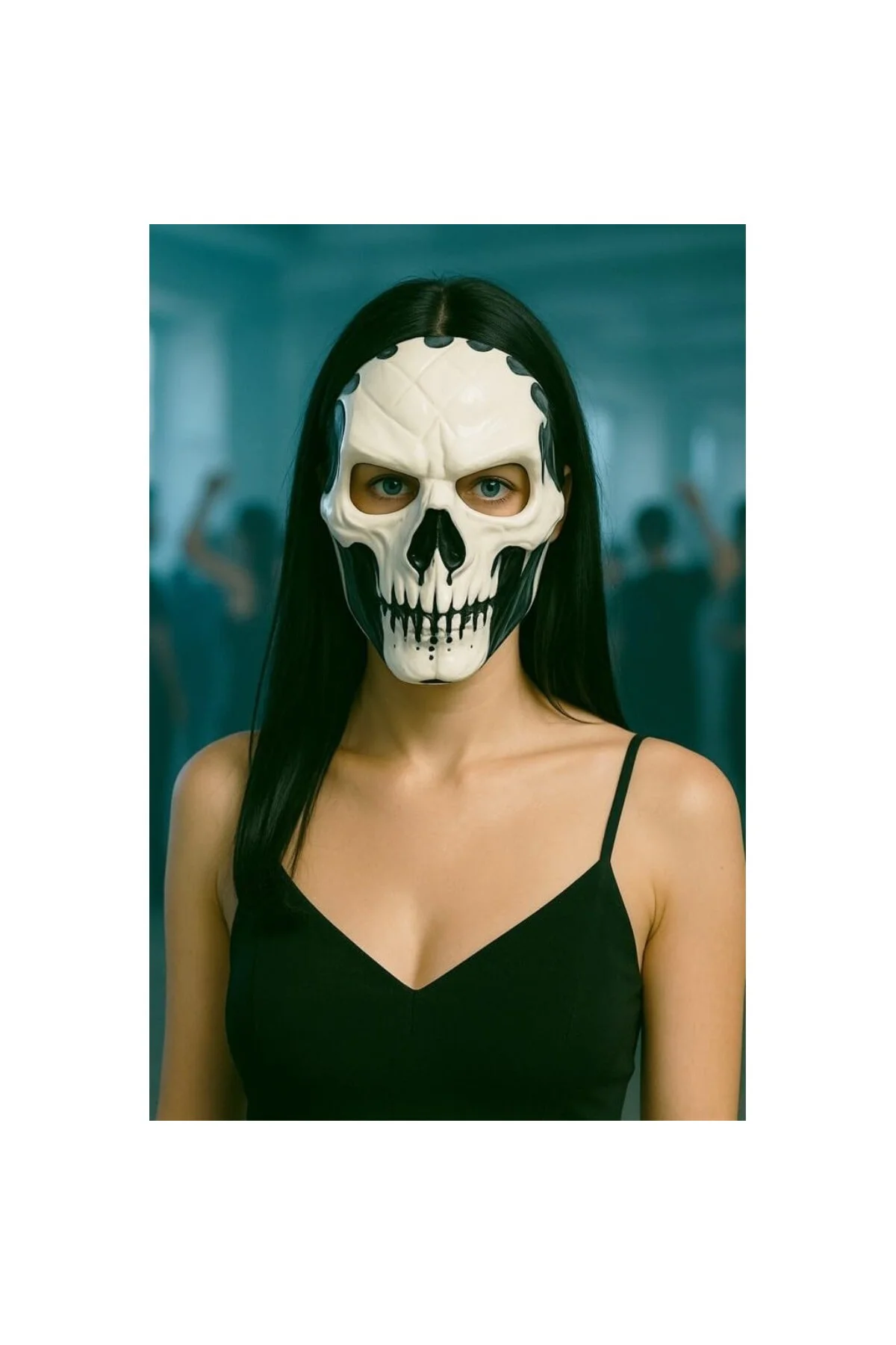 Cadılar Bayramı Halloween Dark Fang Maske Siyah Beyaz
