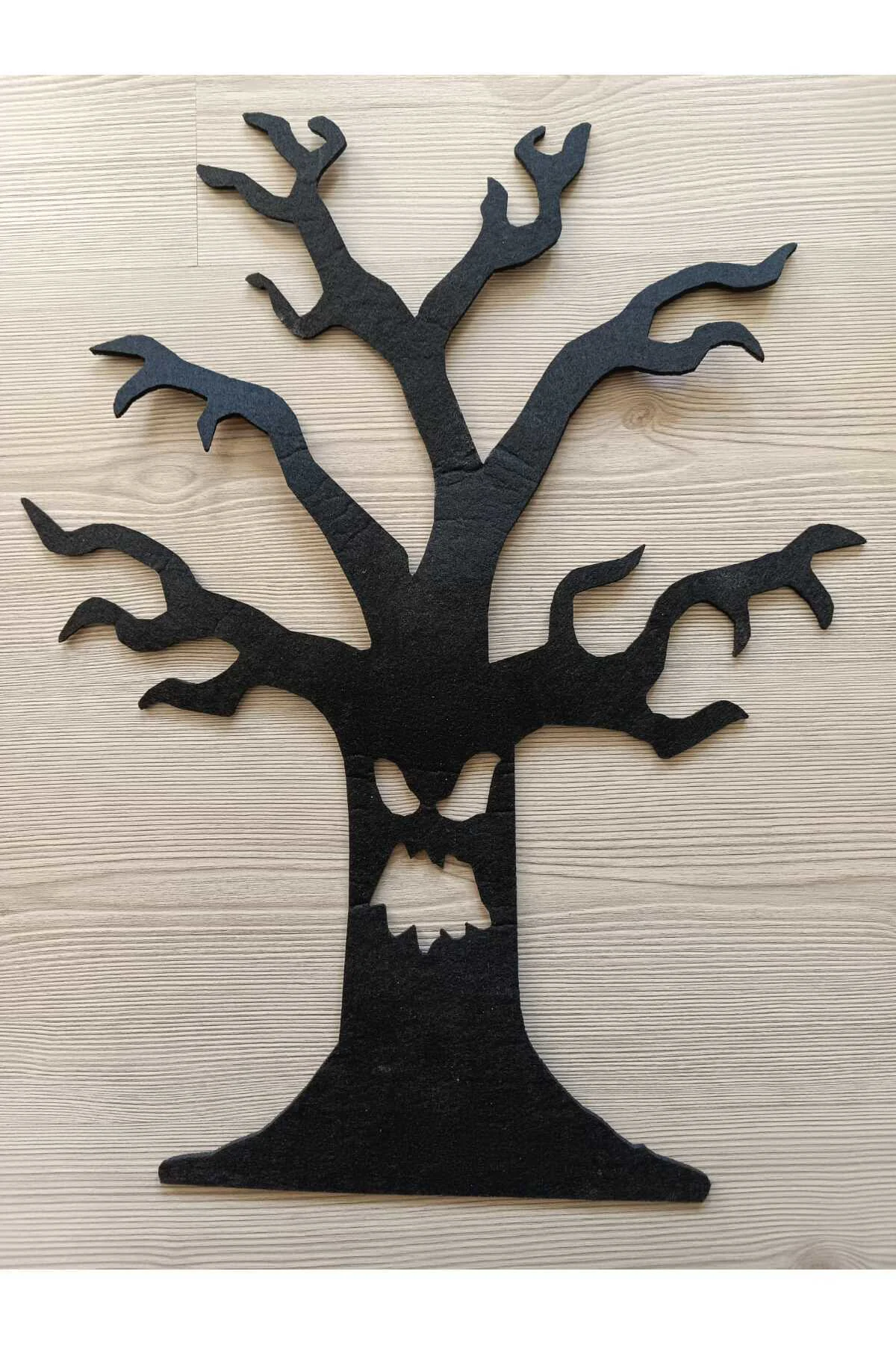 Cadılar Bayramı Halloween 3 mm Kalın Siyah Keçe Korkunç Ağaç Figü