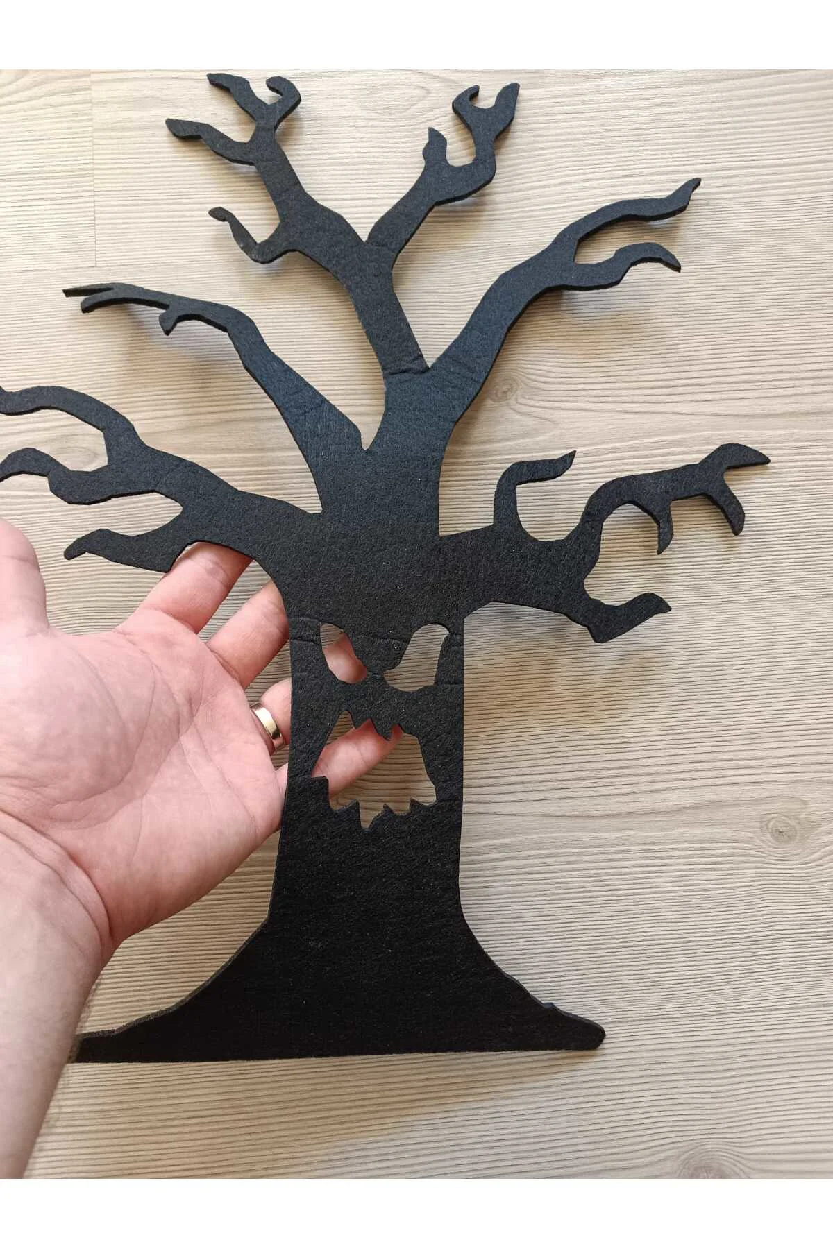Cadılar Bayramı Halloween 3 mm Kalın Siyah Keçe Korkunç Ağaç Figü