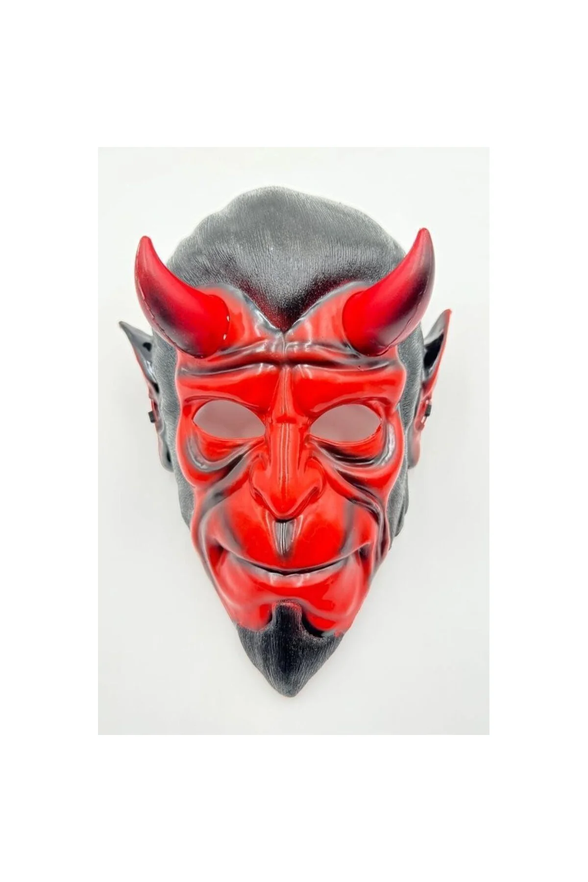 Cadılar Bayramı Halloween Maskesi Hellboy Kırmızı Boynuzlu