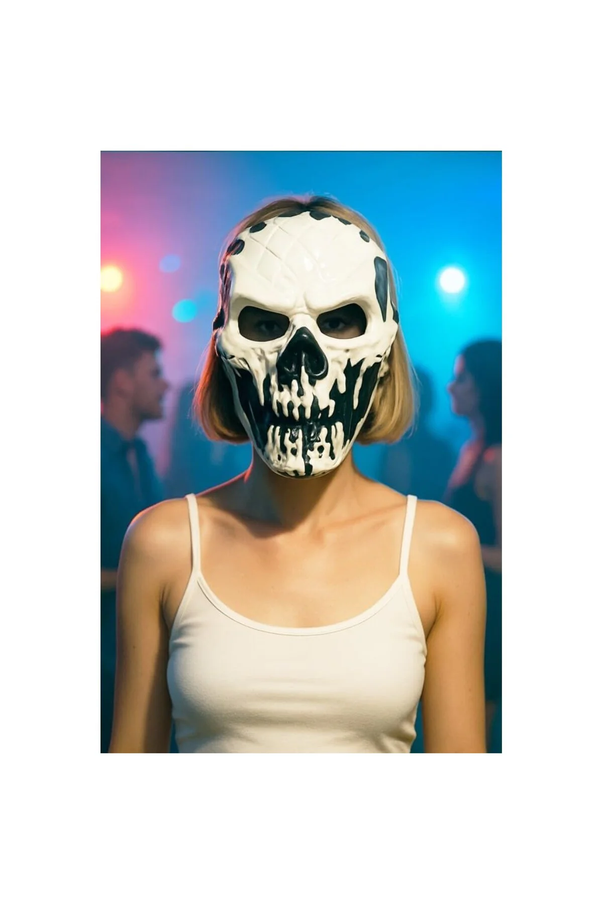 Cadılar Bayramı Halloween Dark Fang Maske Siyah Beyaz