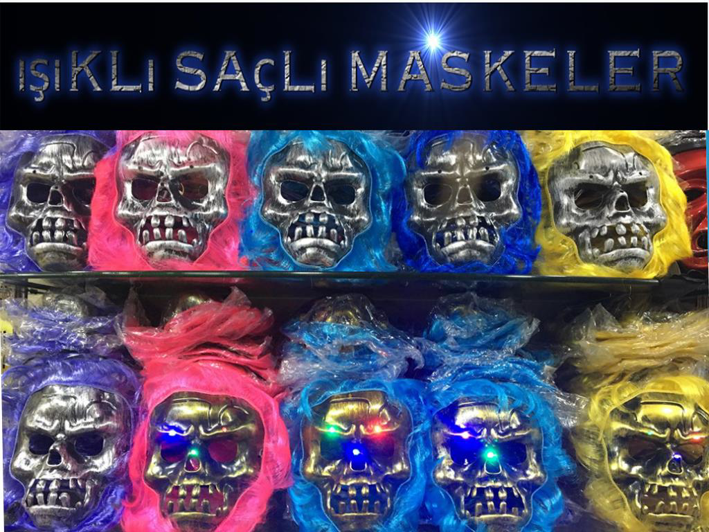 Cadılar Bayramı Işıklı Halloween Kuru Kafa Maskesi 1 Adet karışık Cadılar Bayramı Işıklı Halloween Kuru Kafa Maskesi 1 Adet karışık