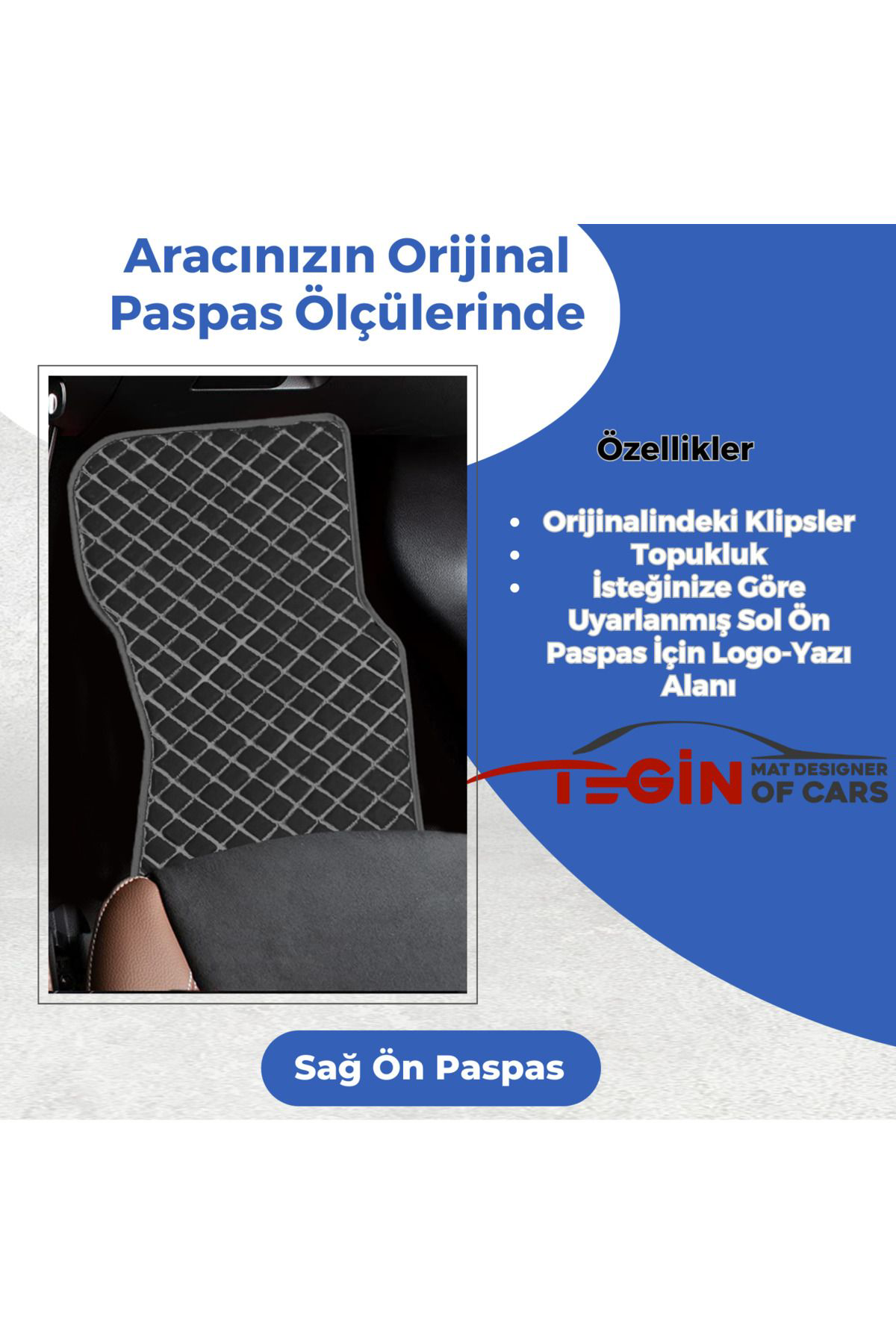 Cadillac Srx 2003-2009 Prime Siyah Beyaz Deri Gri Kenar Paspas