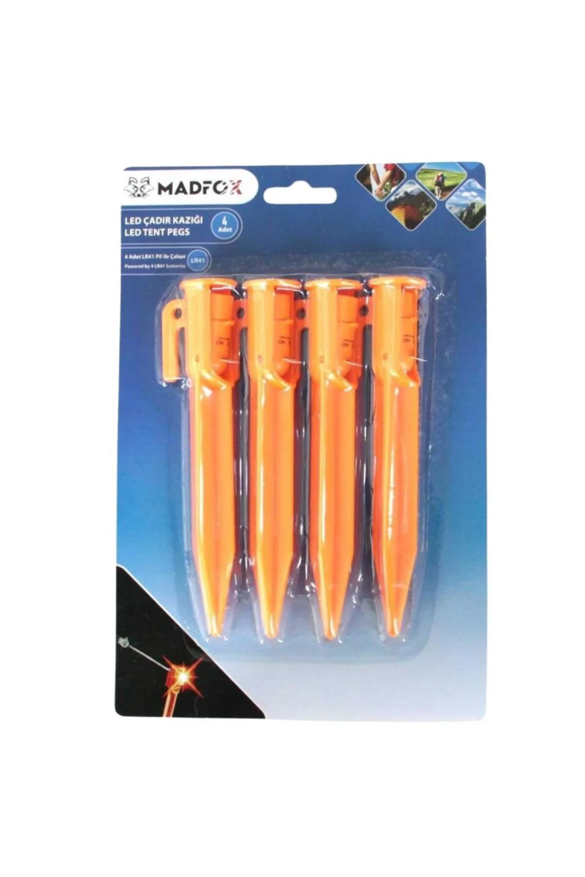 Çadır Kazığı - Madfox Led Işıklı - 4 Parça - 15 cm - 602099