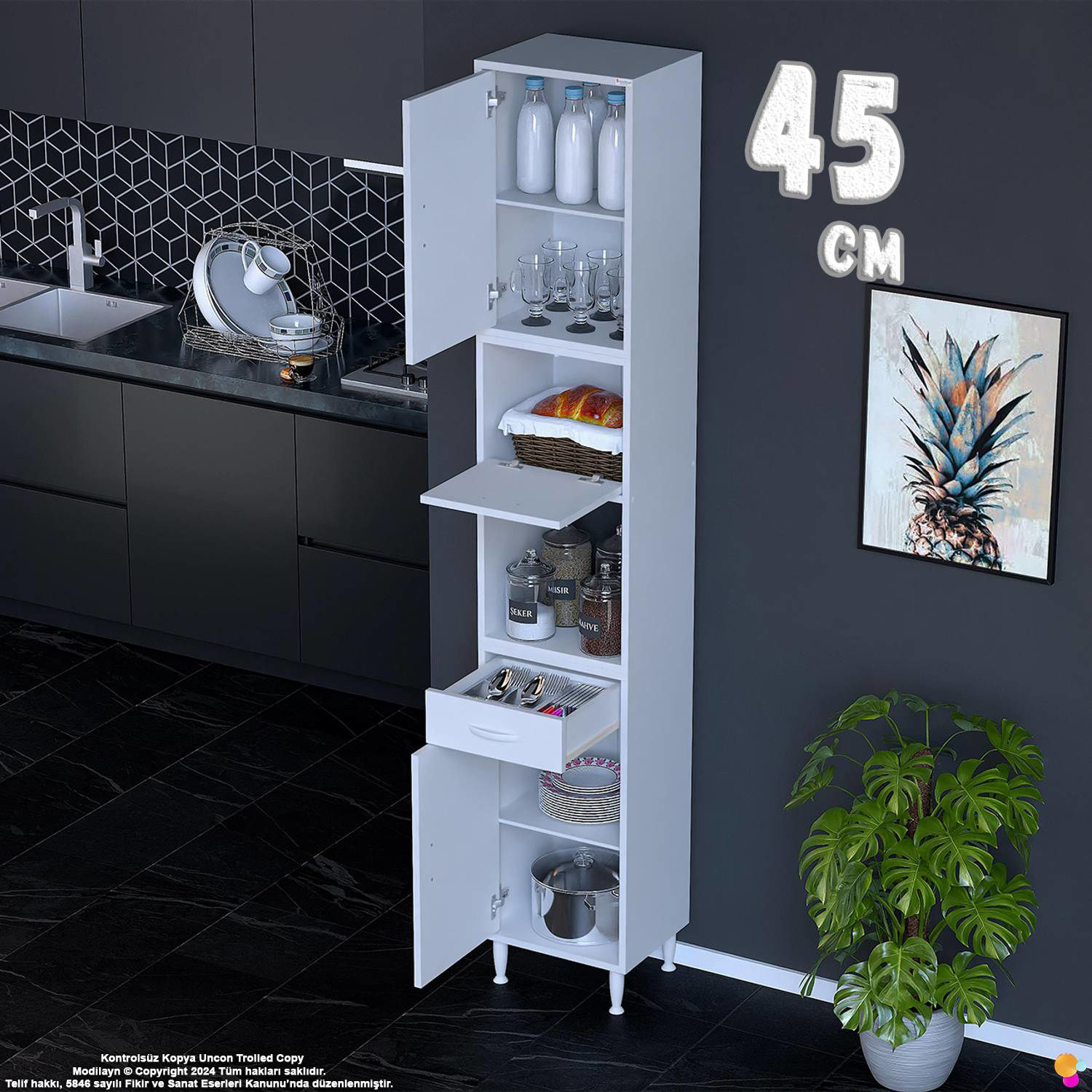 Çağıl 45 cm Çok Amaçlı Organizer Dolap - Mutfak Kiler Banyo Antre Çağıl 45 cm Çok Amaçlı Organizer Dolap - Mutfak Kiler Banyo Antre