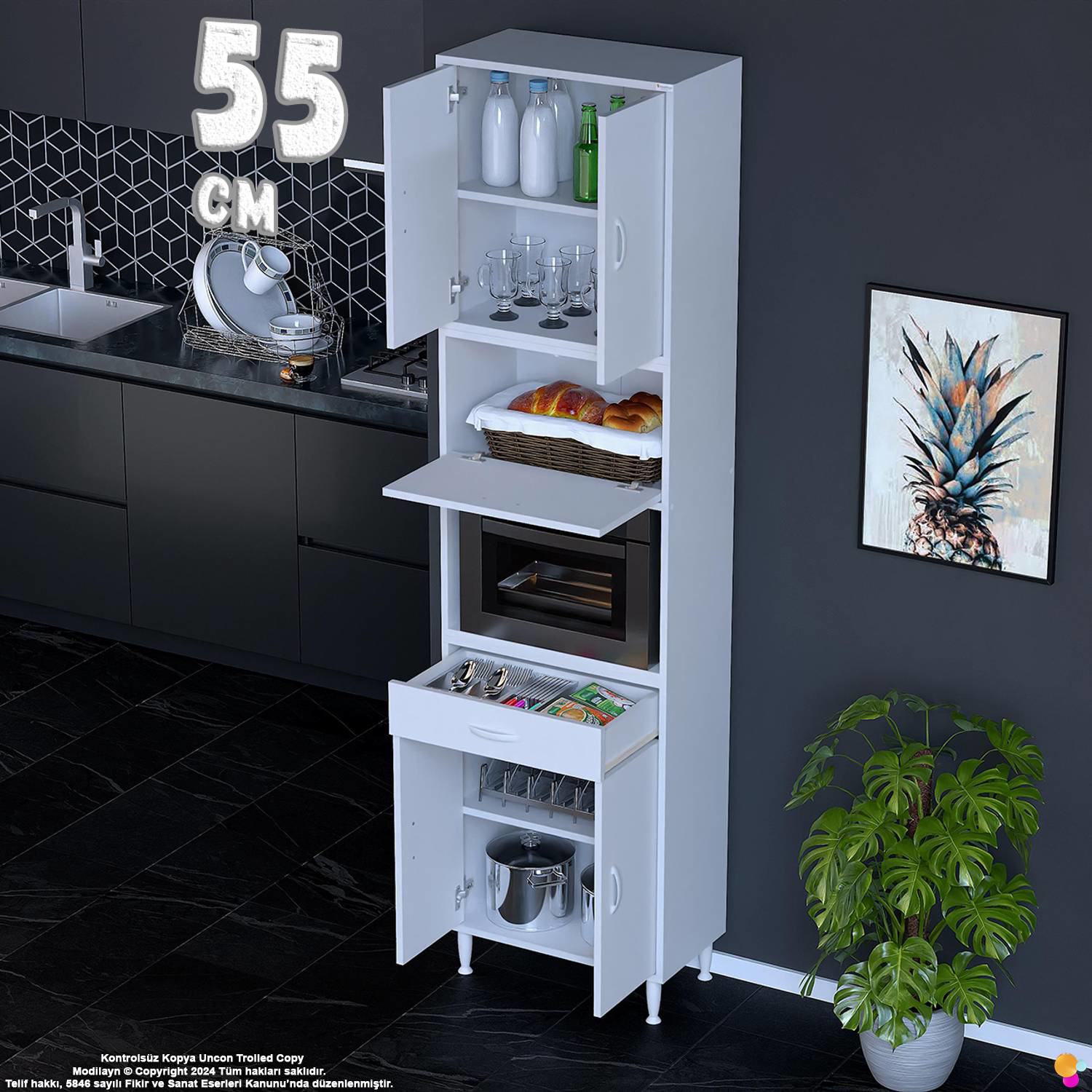 Çağıl 55 cm Çok Amaçlı Fırın Dolabı - Mutfak Kiler Banyo Antre Ho Çağıl 55 cm Çok Amaçlı Fırın Dolabı - Mutfak Kiler Banyo Antre Ho