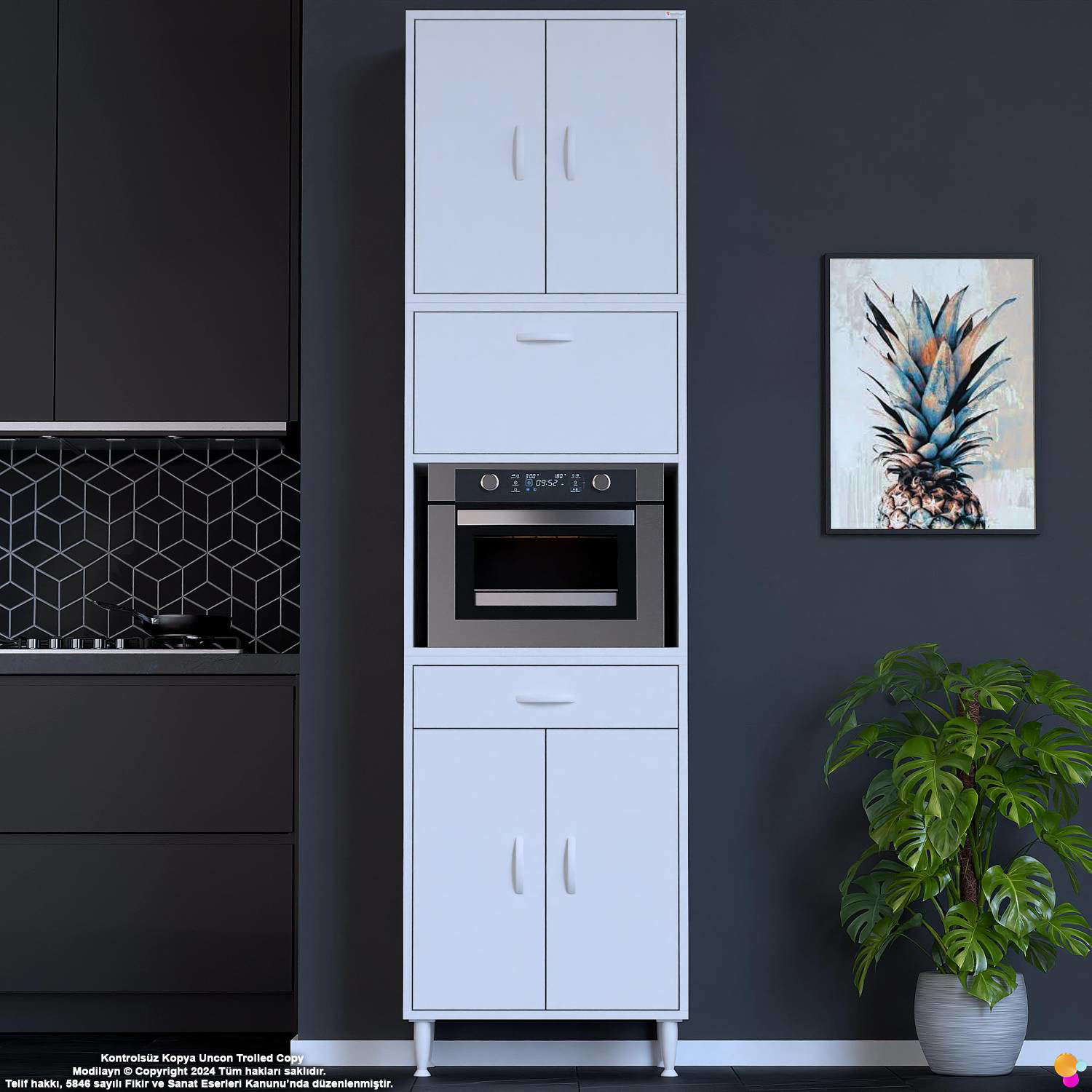 Çağıl 60 cm Çok Amaçlı Fırın Dolabı - Mutfak Kiler Banyo Antre Ho - Görsel 3