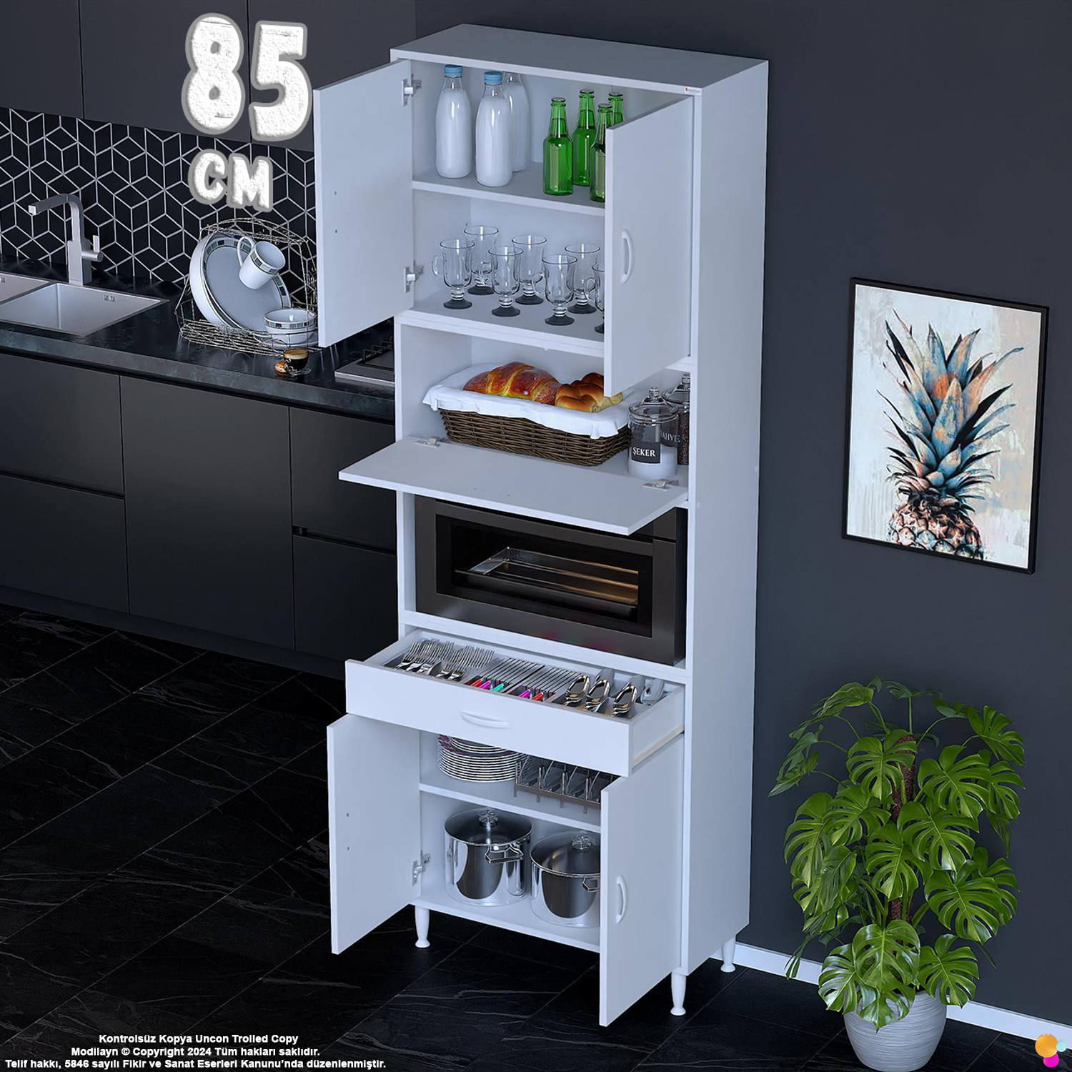 Çağıl 85 cm Çok Amaçlı Fırın Dolabı - Mutfak Kiler Banyo Antre Ho Çağıl 85 cm Çok Amaçlı Fırın Dolabı - Mutfak Kiler Banyo Antre Ho